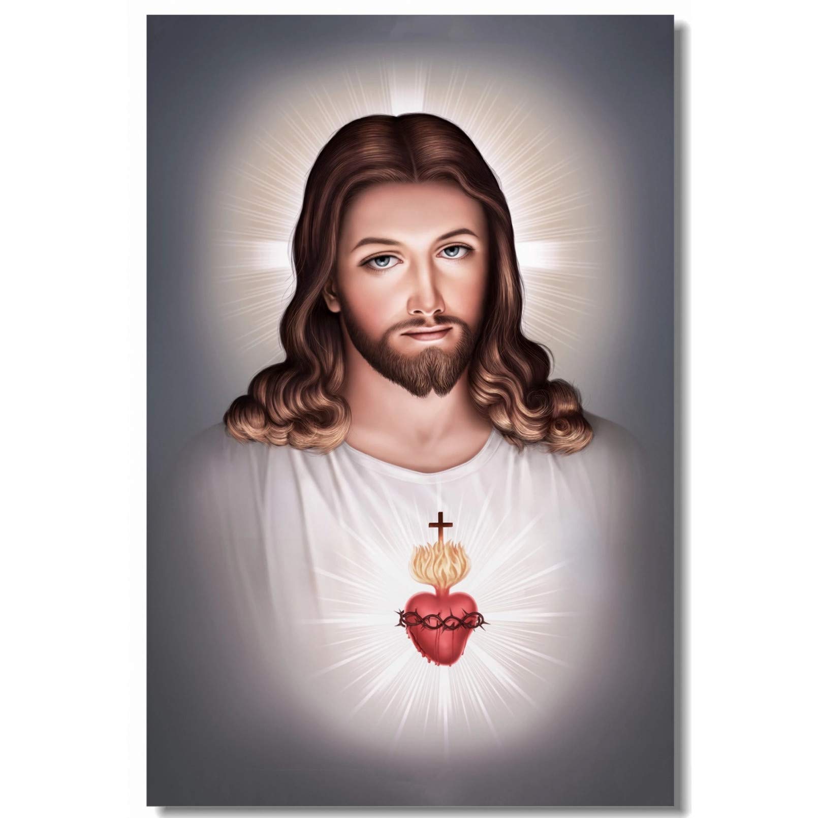 KKMMZ Custom Canvas Wall Decor Sacred Heart of Jesus Christ Poster Divine Mercy Wall Stickers Mural Office Bedroom Wallpaper 11.8 X 15.8 Inch, Tools & Home Improvement