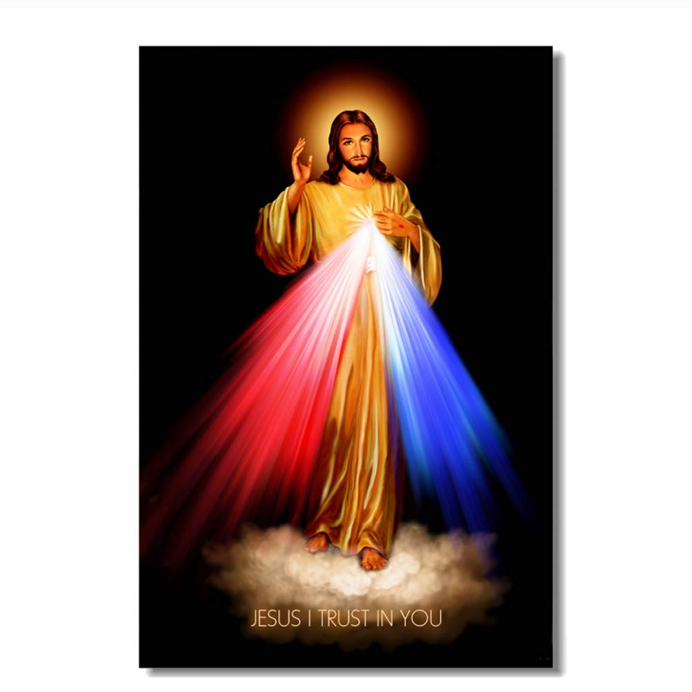 Sagrado Corazón De Jesucristo Cartel Divina Misericordia Arte De La Pared Lienzo Decoración De La Pared Mural Dormitorio De La Oficina Wallpaper 60x90cm Sin Marco, Amazon.es: Otros Productos