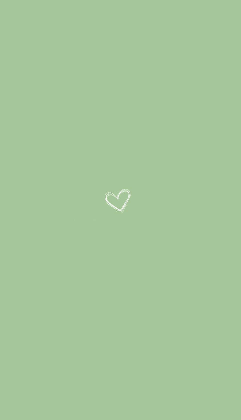 Download Cute Sage Green Heart Drawing Wallpaper