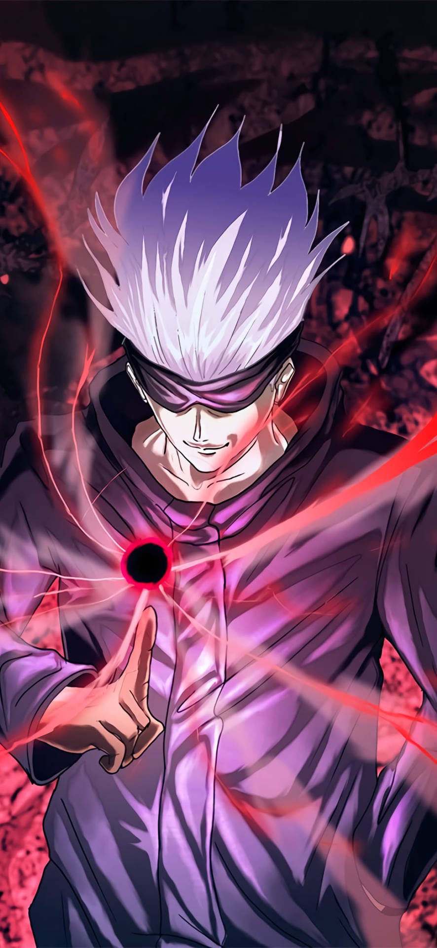 Download Satoru Red Cursed Technique Jujutsu Kaisen Phone Wallpaper