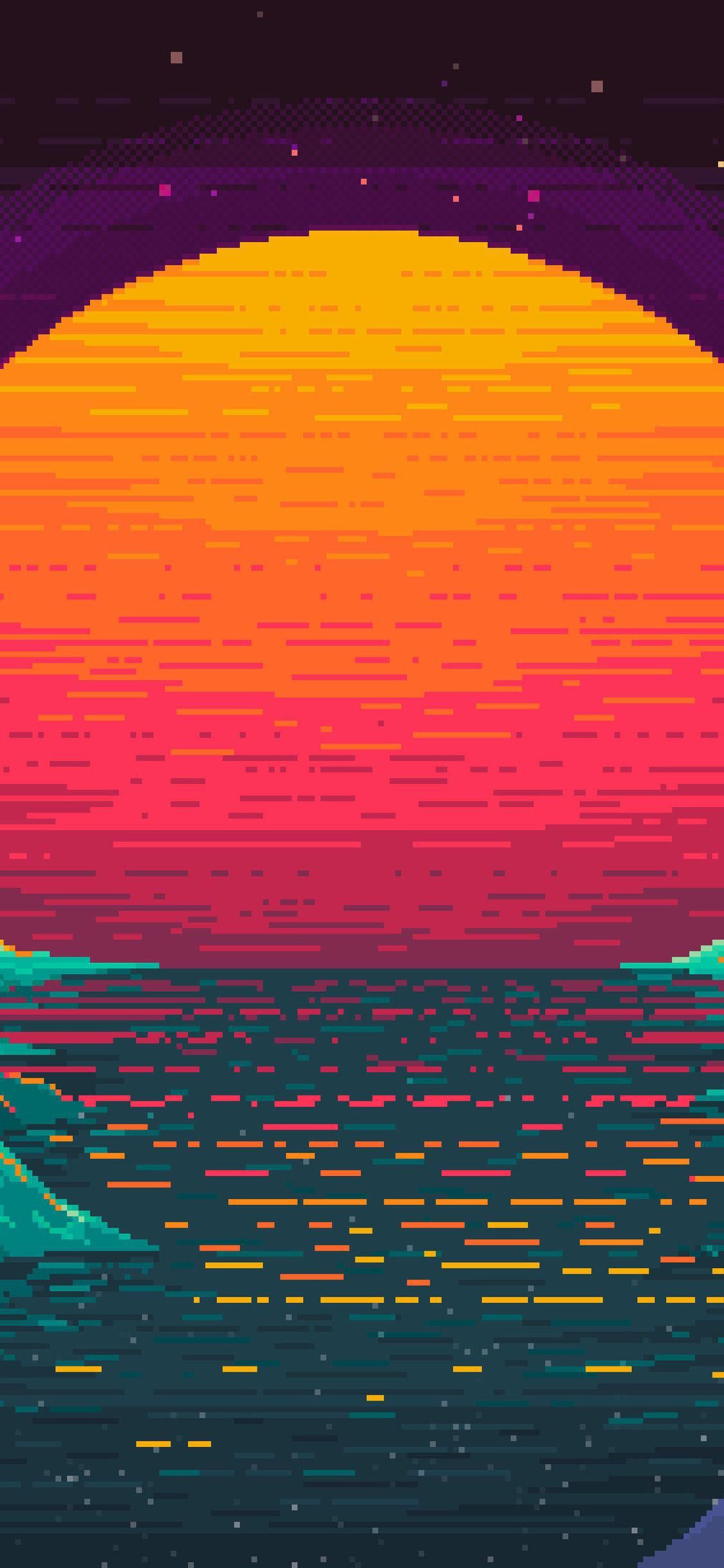 Pixel Sunsets. Pixel, Phone wallpaper, Wallpaper