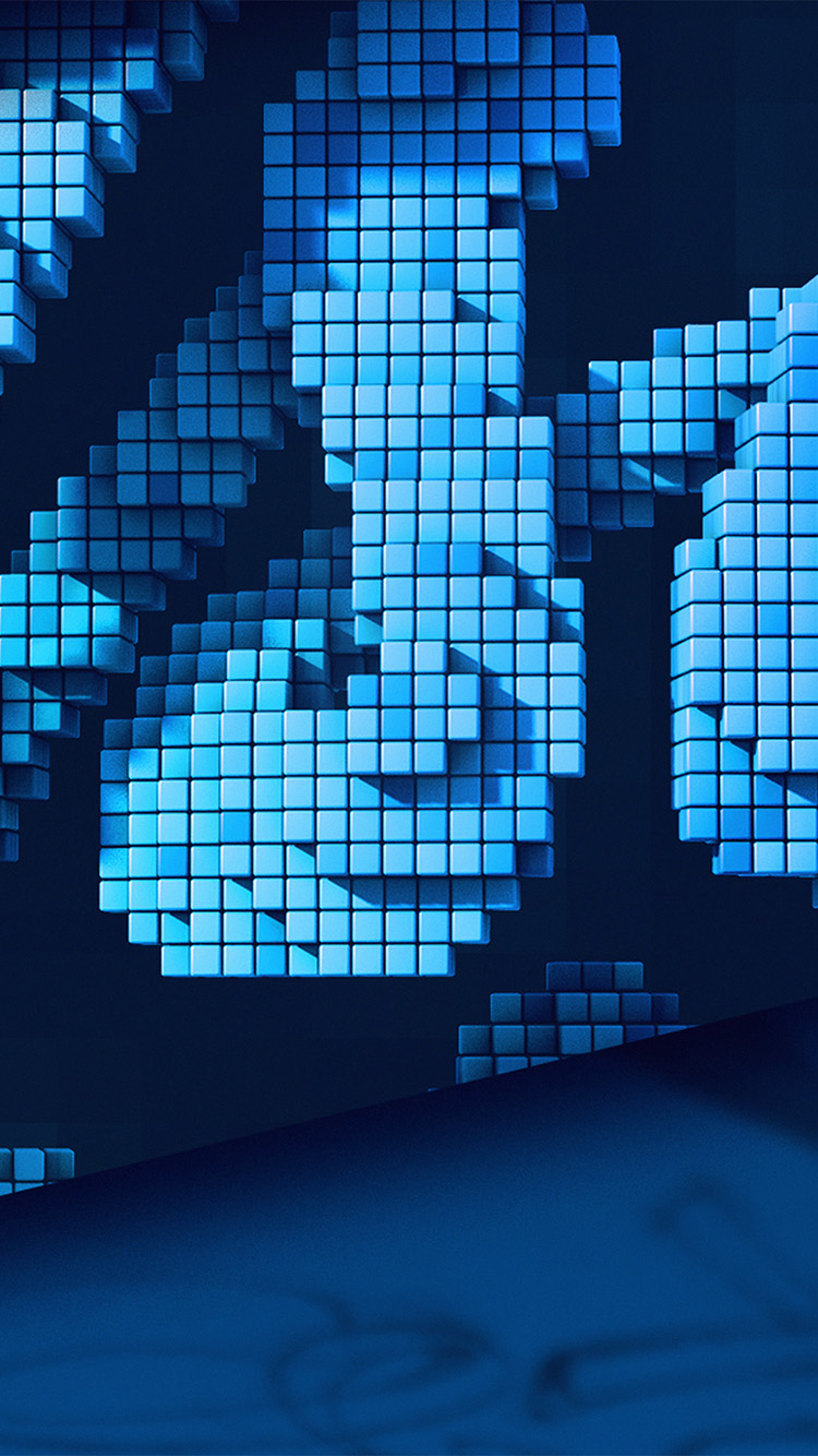 iPhone X wallpaper. digital pixel art blue pattern background
