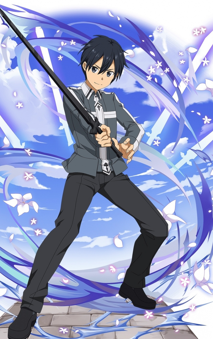 Download wallpaper 840x1336 anime boy, kirito, kirigaya kazuto, sword art online, artwork, iphone 5, iphone 5s, iphone 5c, ipod touch, 840x1336 HD background, 15235
