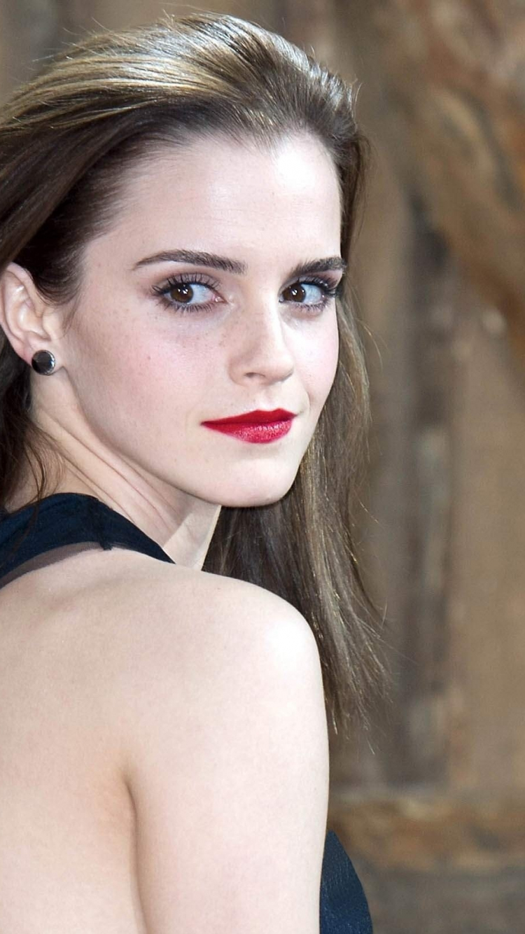 Download wallpaper 750x1334 celebrity, beautiful, red lips, emma watson, iphone 7, iphone 8, 750x1334 HD background, 10893