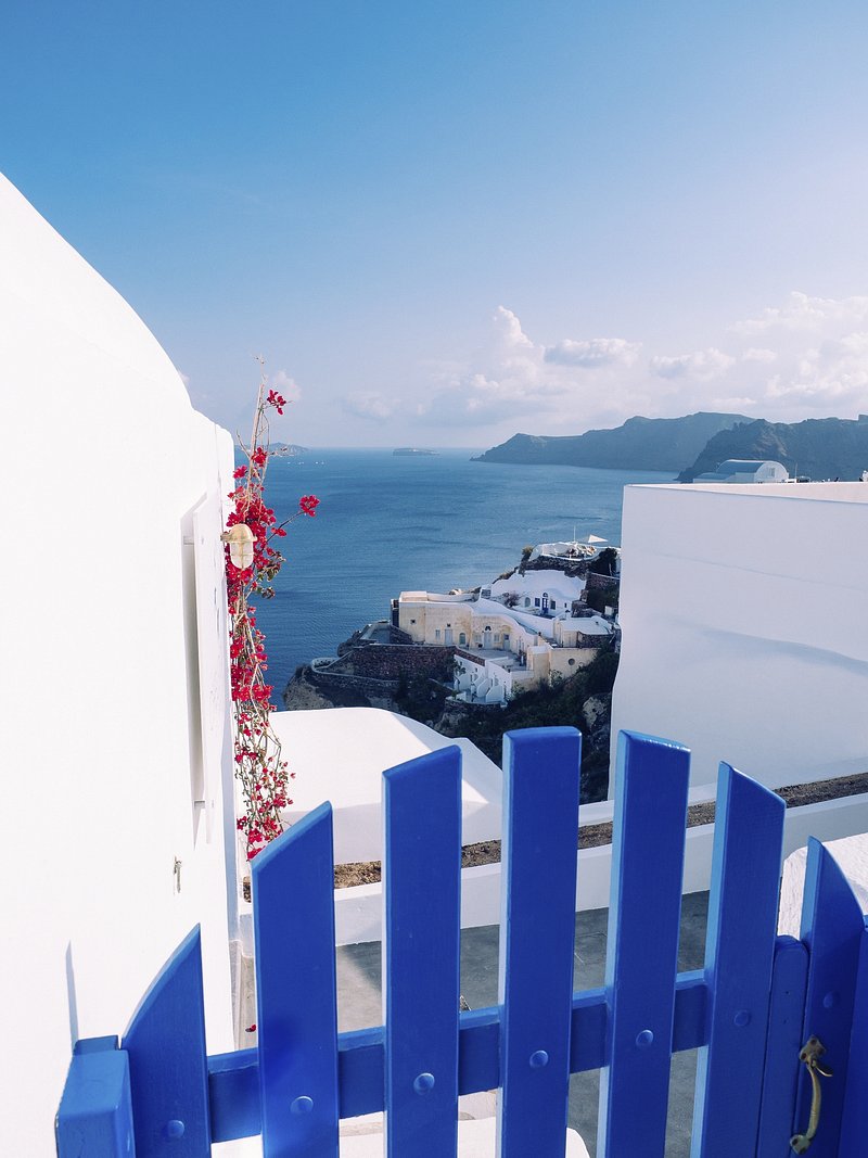 Santorini Flowers Image Wallpaper