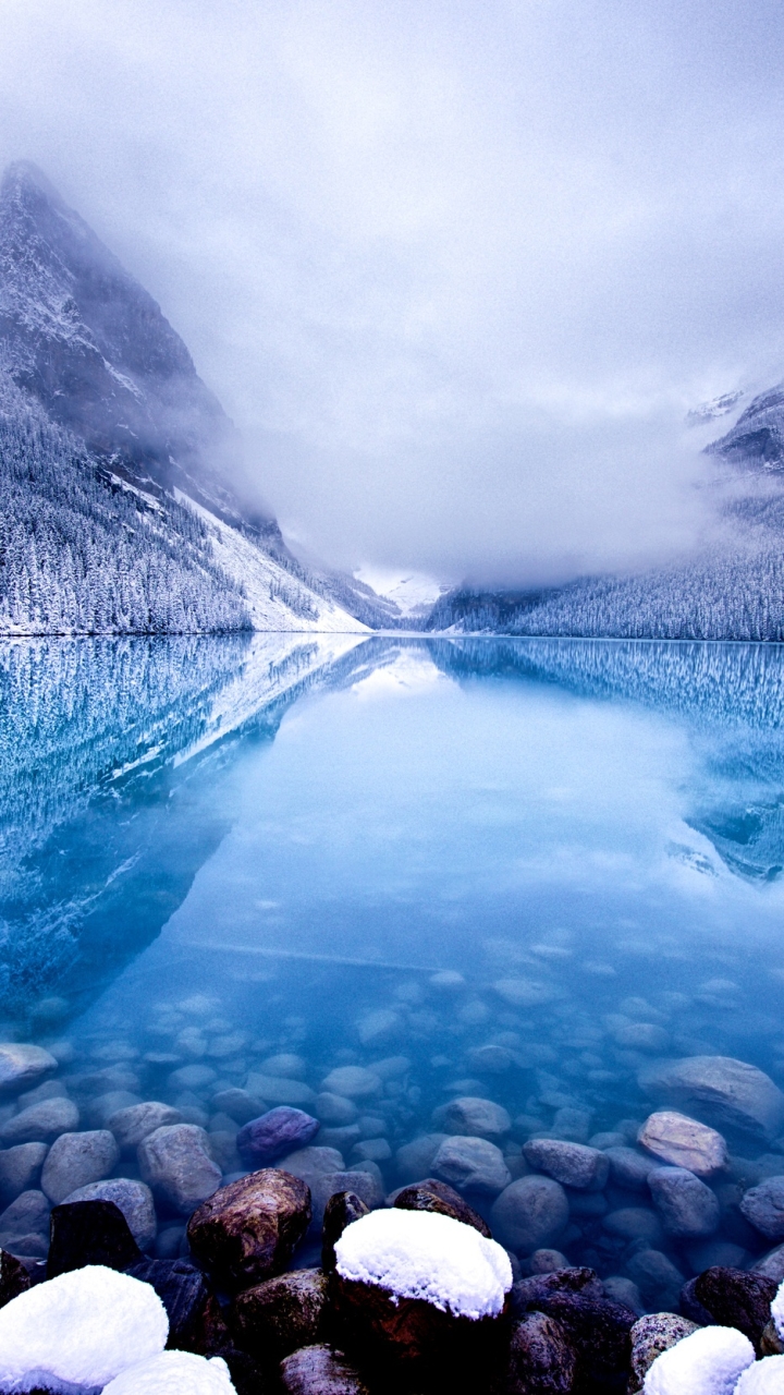 Mobile wallpaper: Winter, Snow, Lakes, Mountain, Lake, Reflection, Canada, Earth, 1177677 download the picture for free