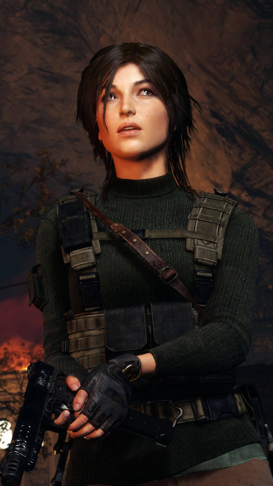 Download Lara Croft In Black Tomb Raider iPhone Wallpaper