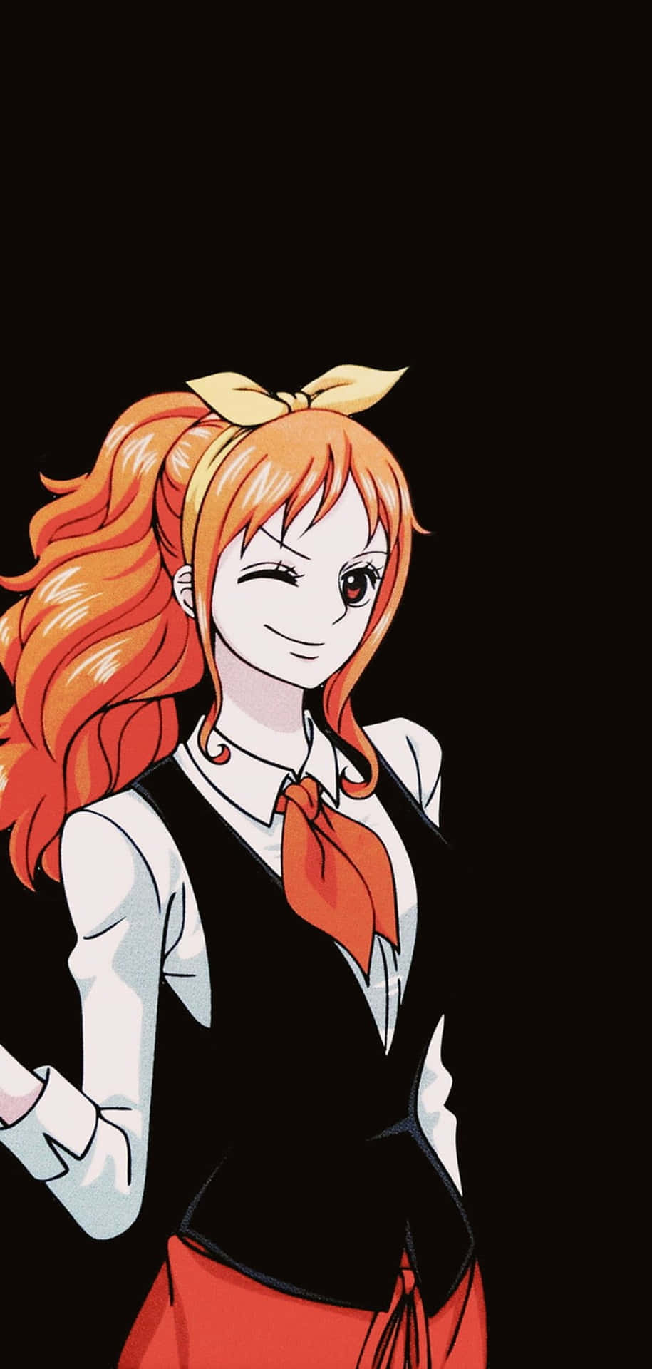 Download Nami One Piece With Yellow Hair Tie Ribbon Wallpaper