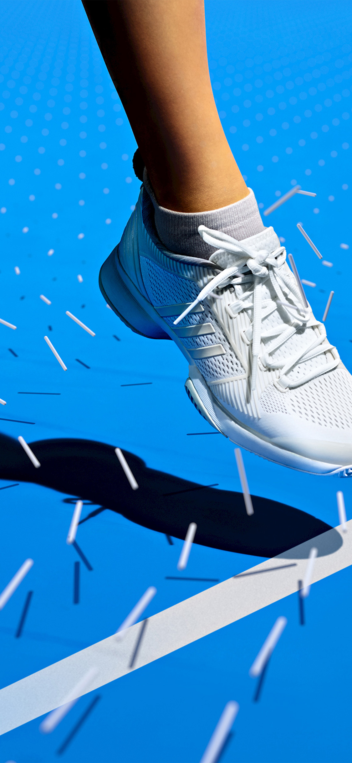 Tennis Court Blue Line Foot Pattern Background Wallpaper