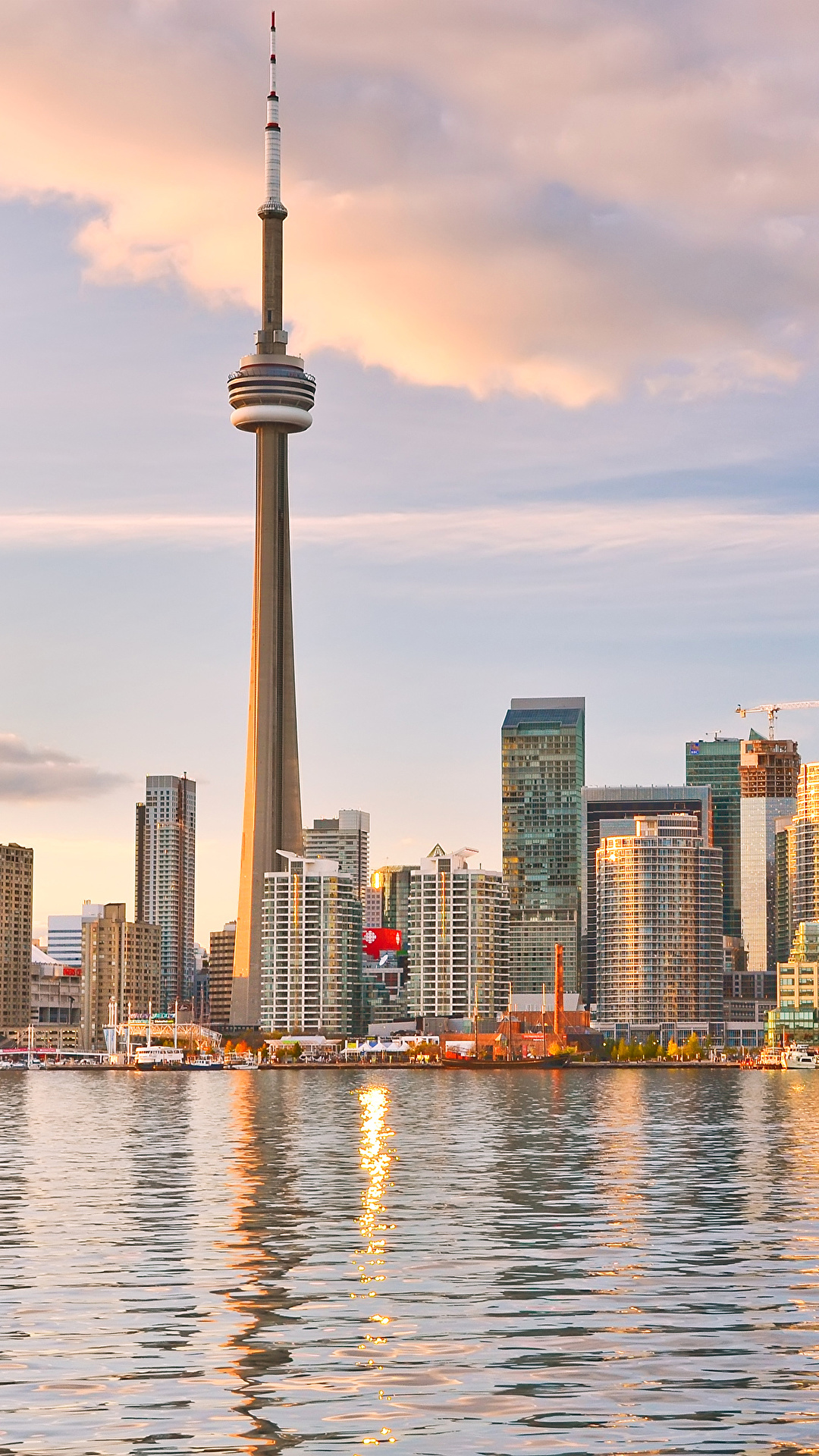 Picture Cities Canada Lake Skyscrapers Clouds Toronto 1080x1920