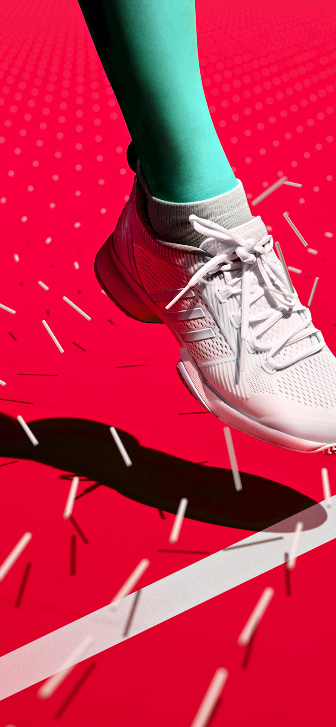 Tennis Court Red Line Foot Pattern Background Wallpaper