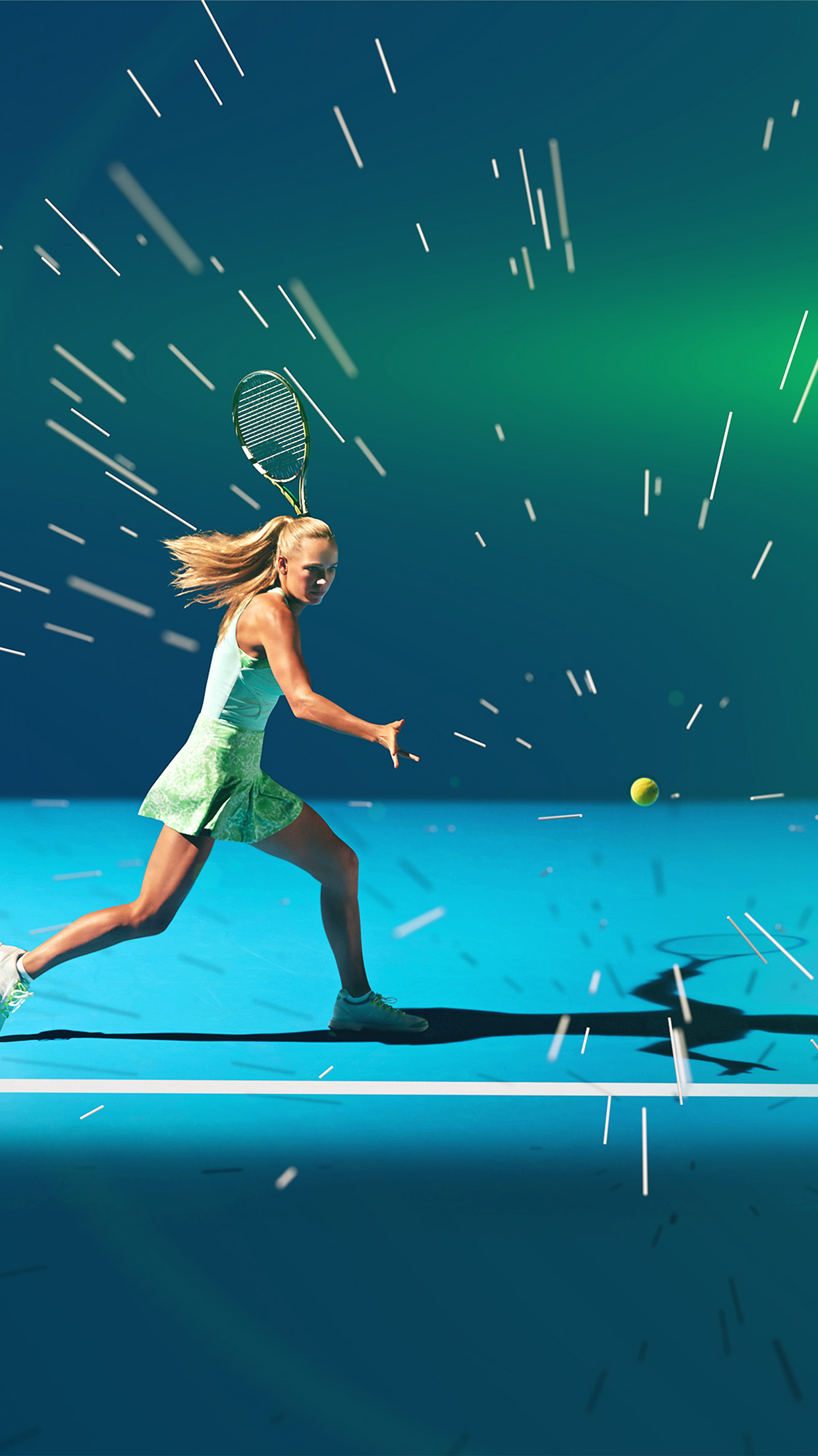 Tennis Girl Blue Sports Illustration Art Flare Wallpaper