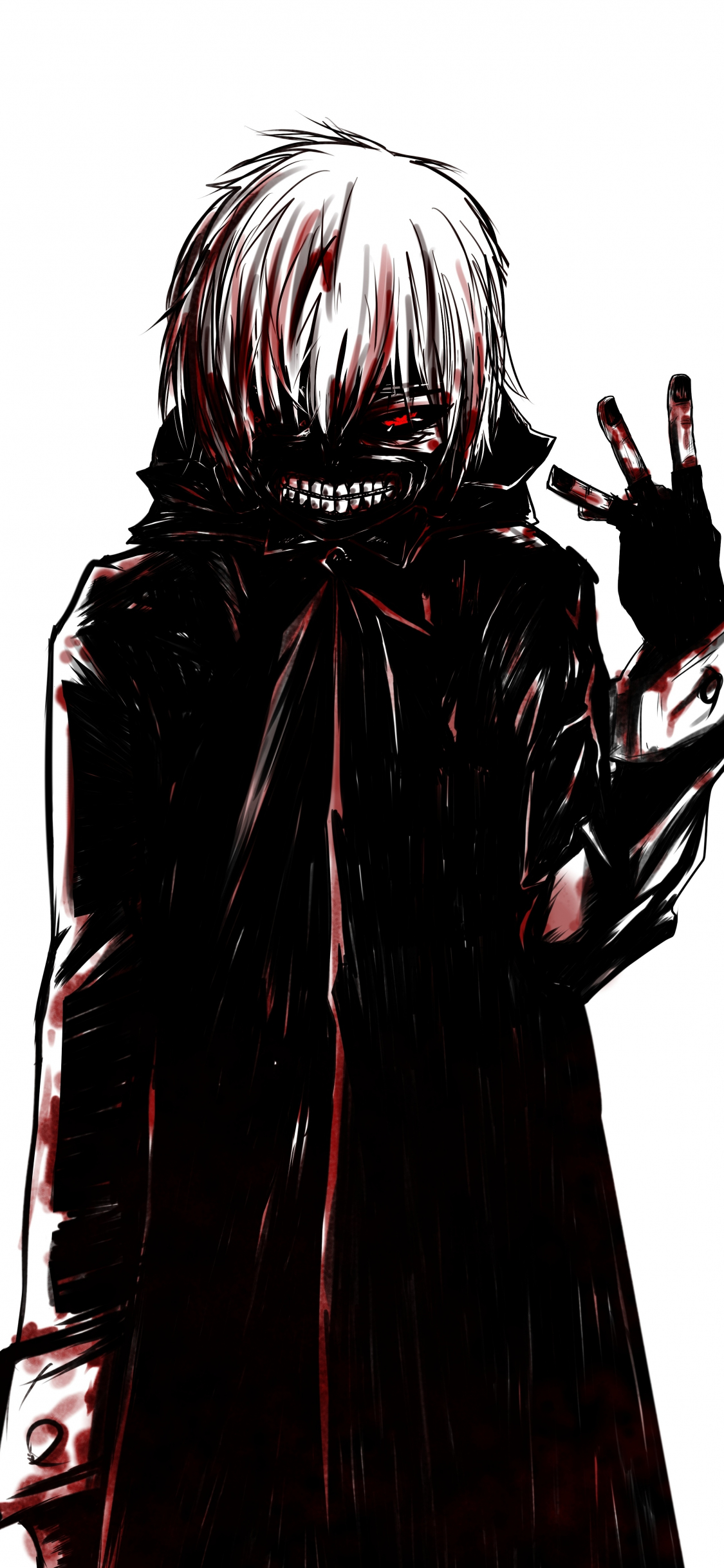 Download wallpaper 1125x2436 minimal, dark, ken kaneki, iphone x, 1125x2436 HD background, 17236