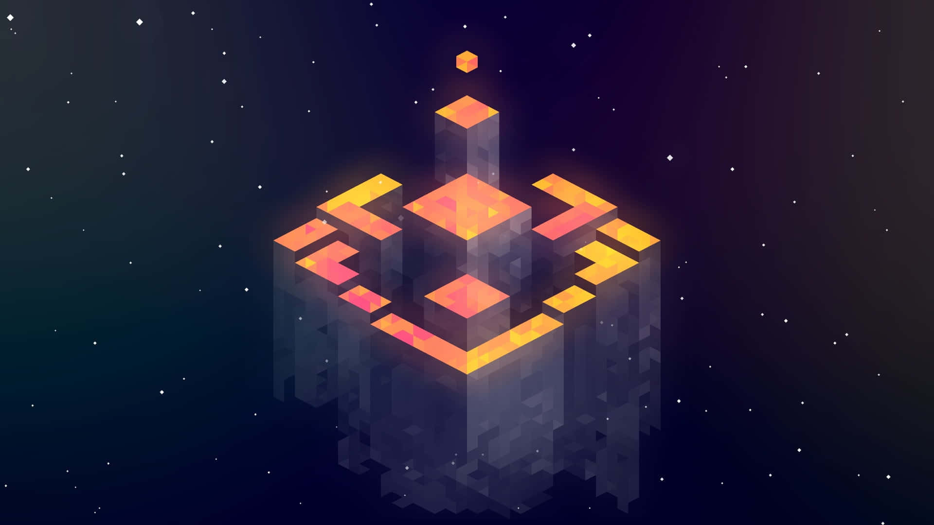 Download Gray And Yellow Minecraft Space Wallpaper