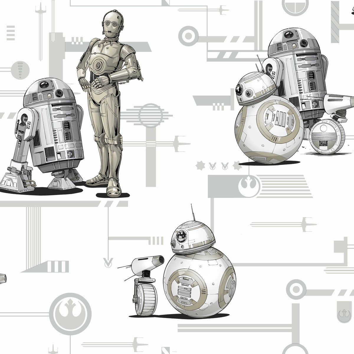 Star Wars: The Rise of Skywalker Droids Wallpaper & White