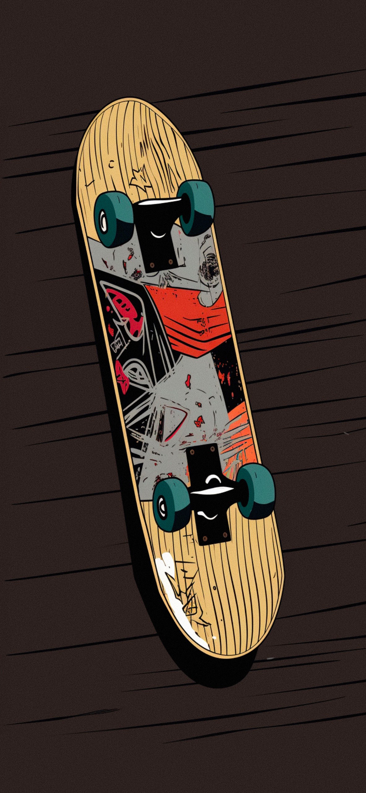 Retro Skateboard Brown Wallpaper