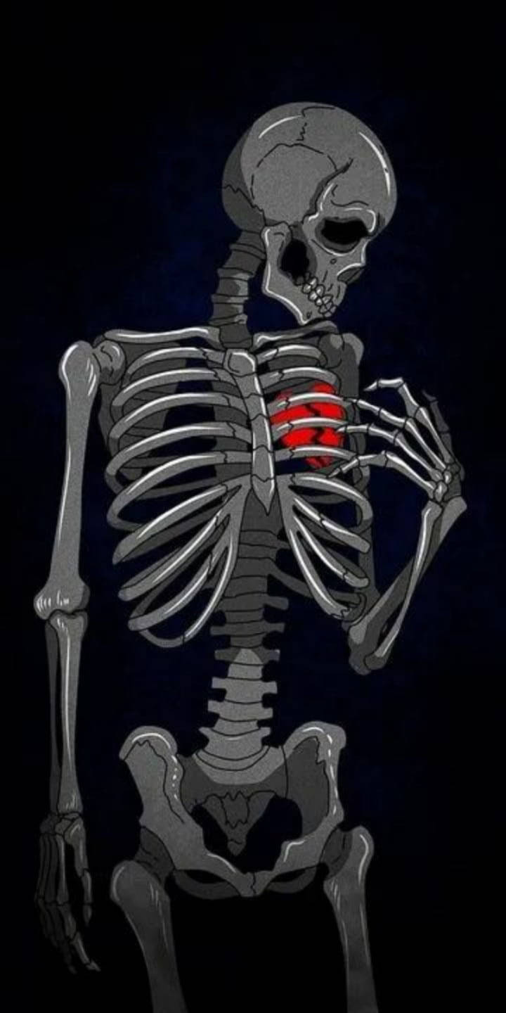 Download Cute Skeleton iPhone Beating Heart Wallpaper