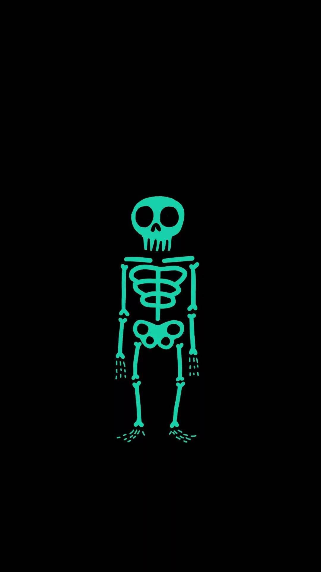 Download Minimalist Skeleton Illustration iPhone Wallpaper