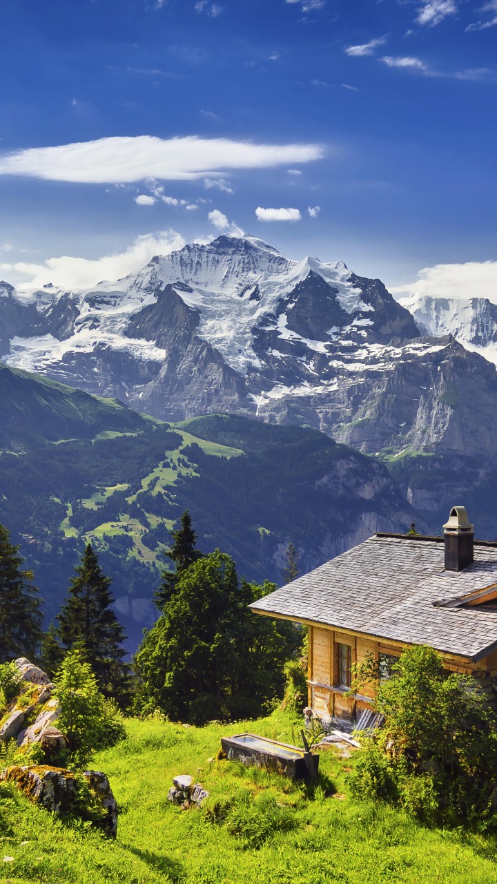 Wallpaper Switzerland, 5k, 4k wallpaper, 8k, mountains, sky, house, Nature