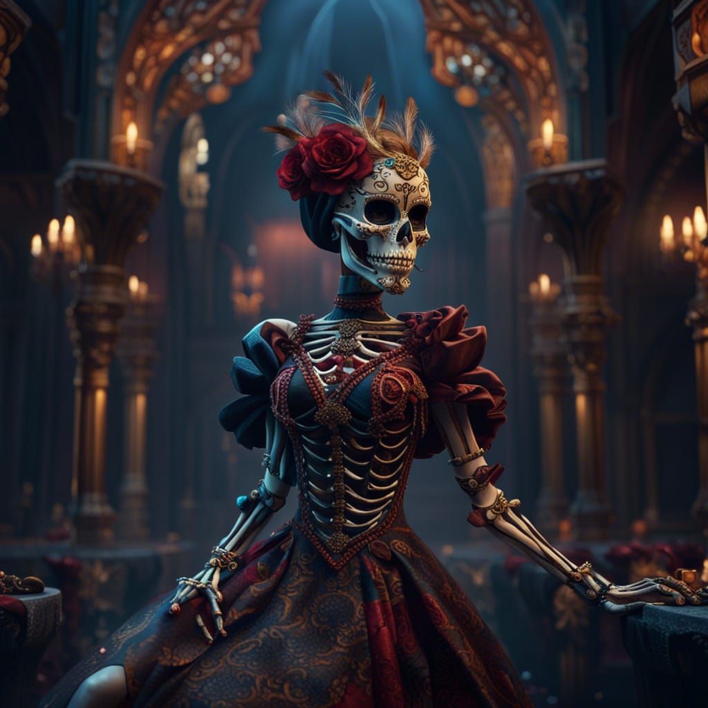 Masquerade ball skeleton girl