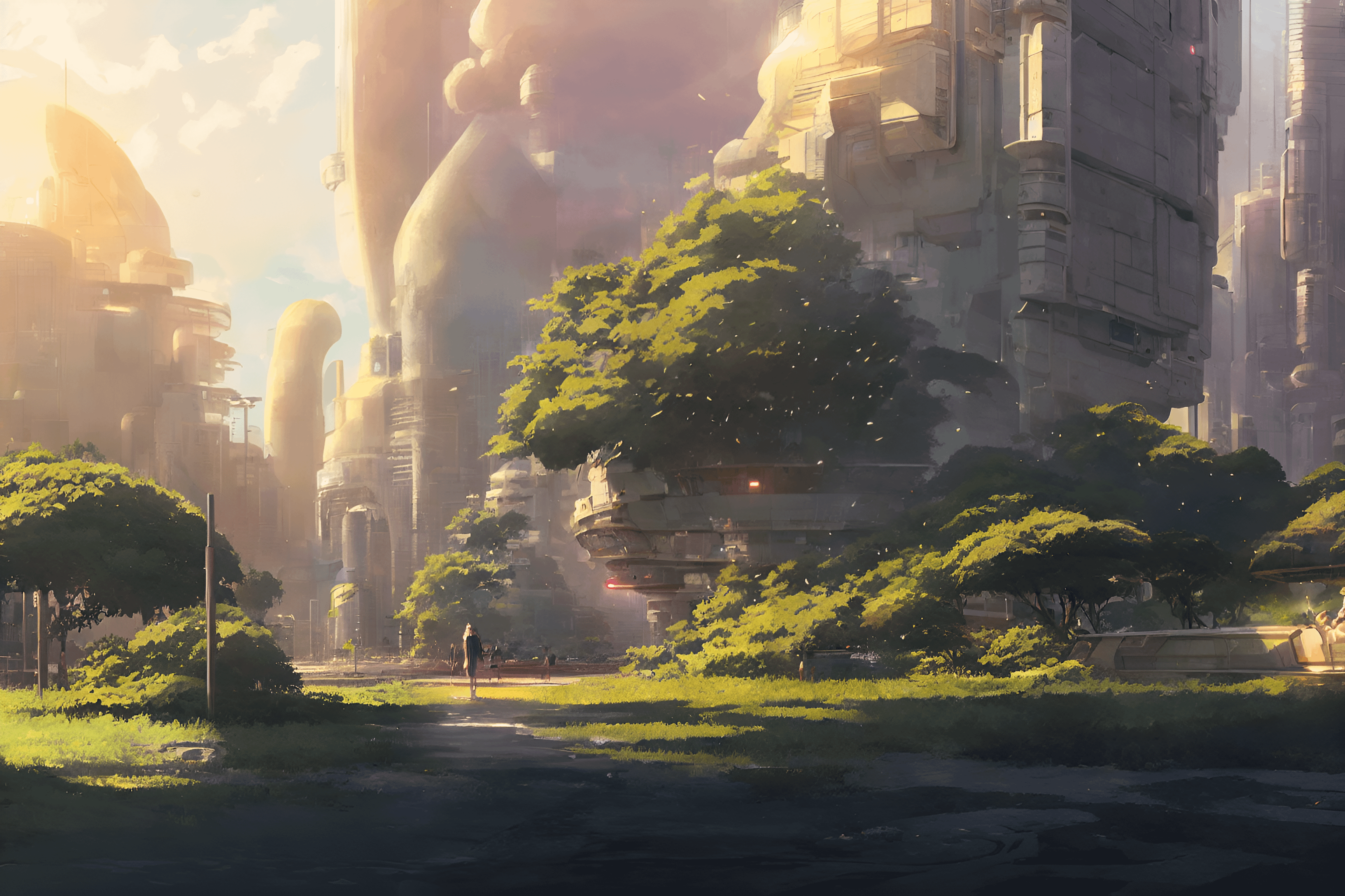 City 1B ( 4k wallpaper made with stable diffusion and esrgan, see comments for process)