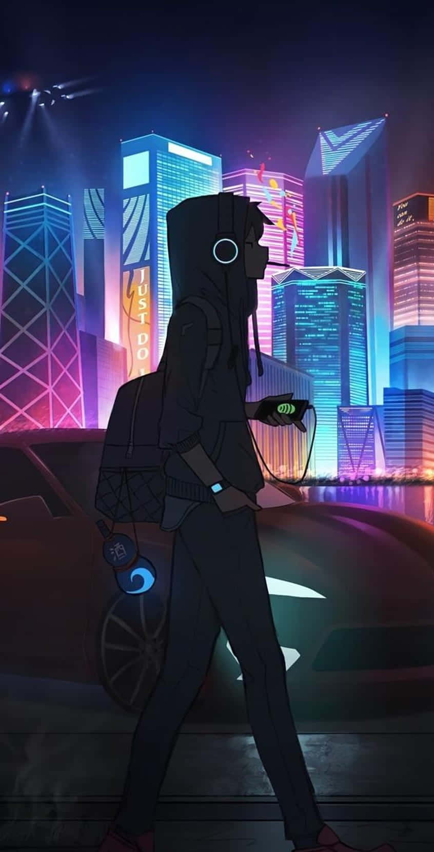 Download Neon Anime Sad Boy Wallpaper