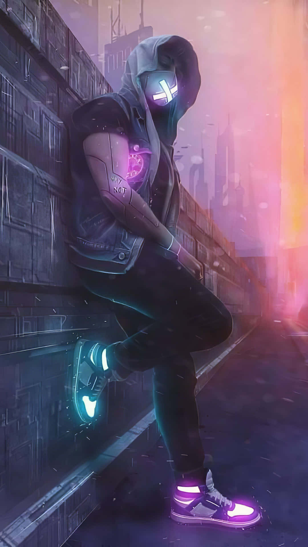 Download Anime Neon Boy With Mask Wallpaper