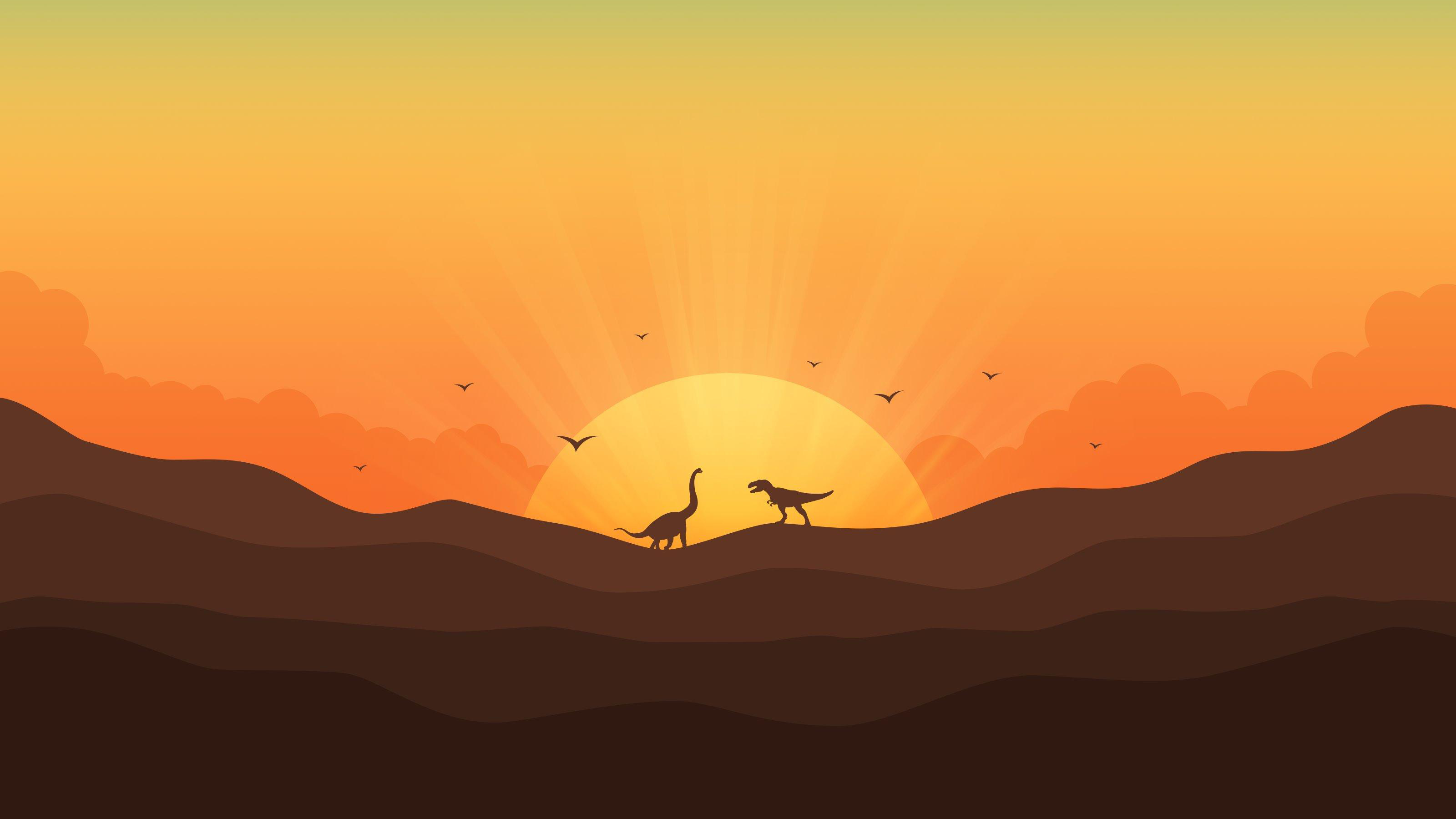 Dinosaur Minimal Morning 4k, HD Artist, 4k Wallpaper, Image, Background, Photo and Picture