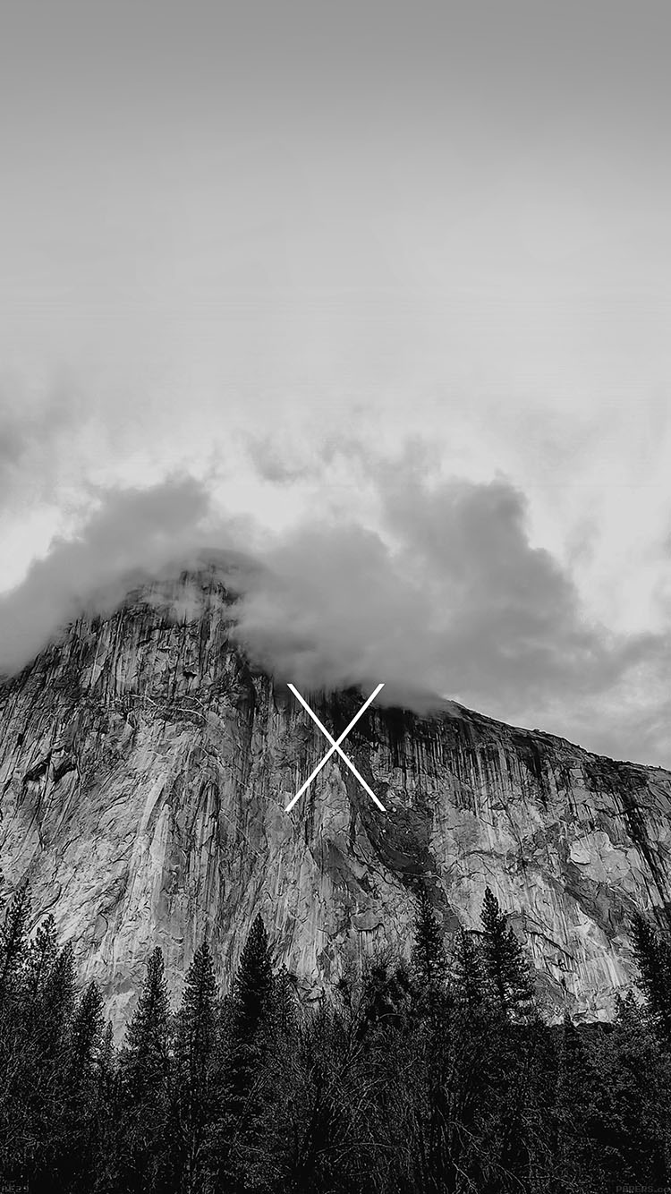 iPhone 6 wallpaper. os x yosemite mac apple black white mountain