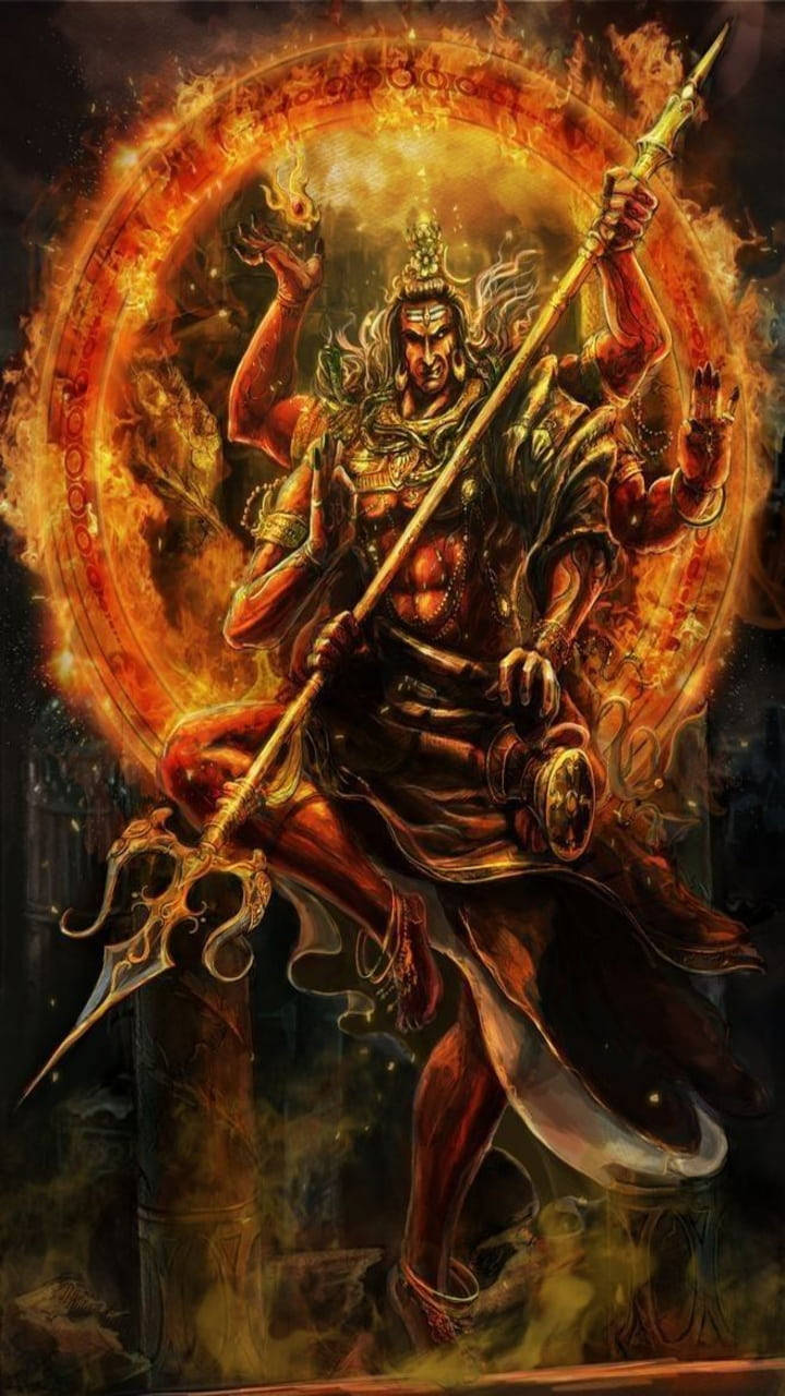 Download Fiery Mahadev Rudra Avatar Phone Wallpaper