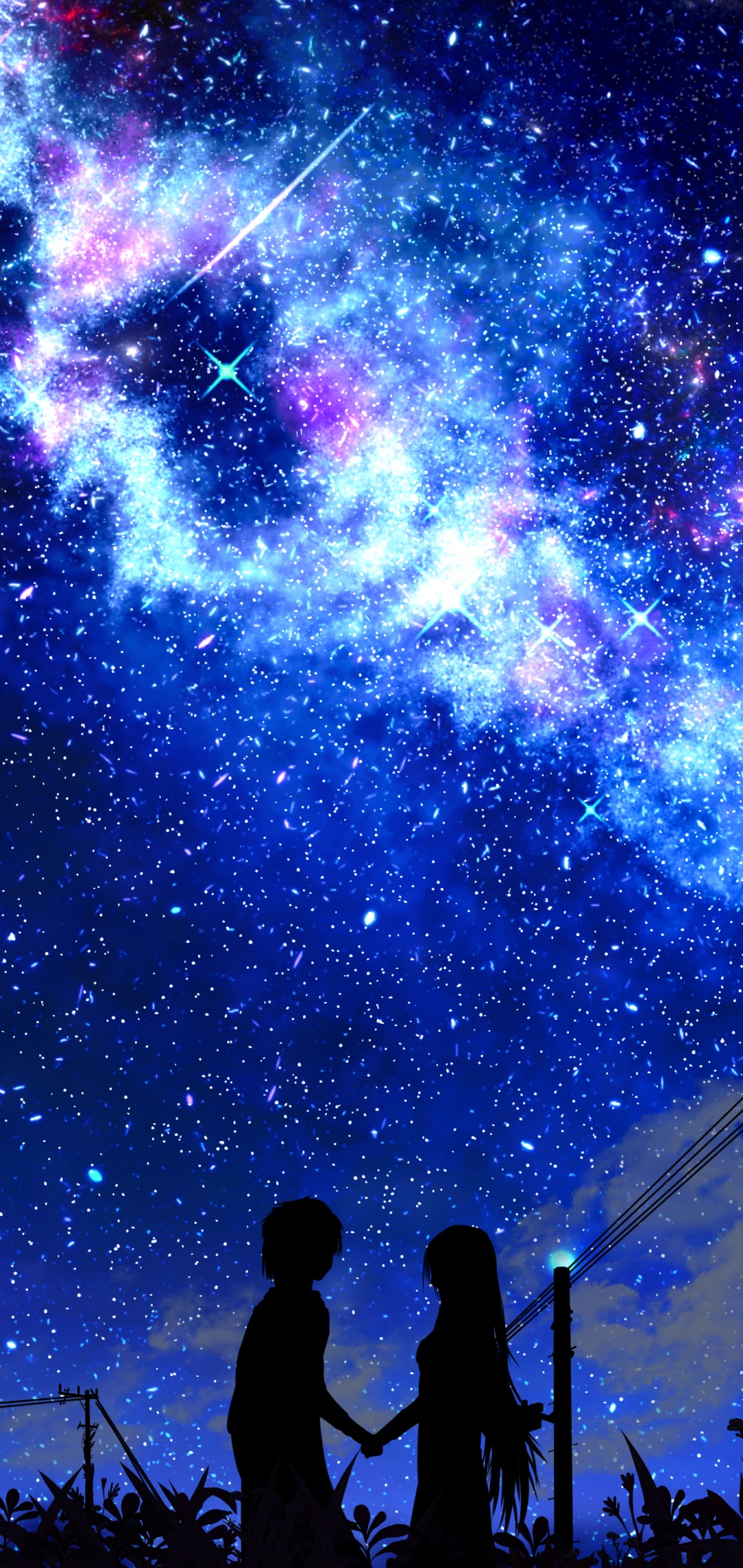 Wallpaper / Anime Night, Starry Sky, 1080x2280 Phone Wallpaper