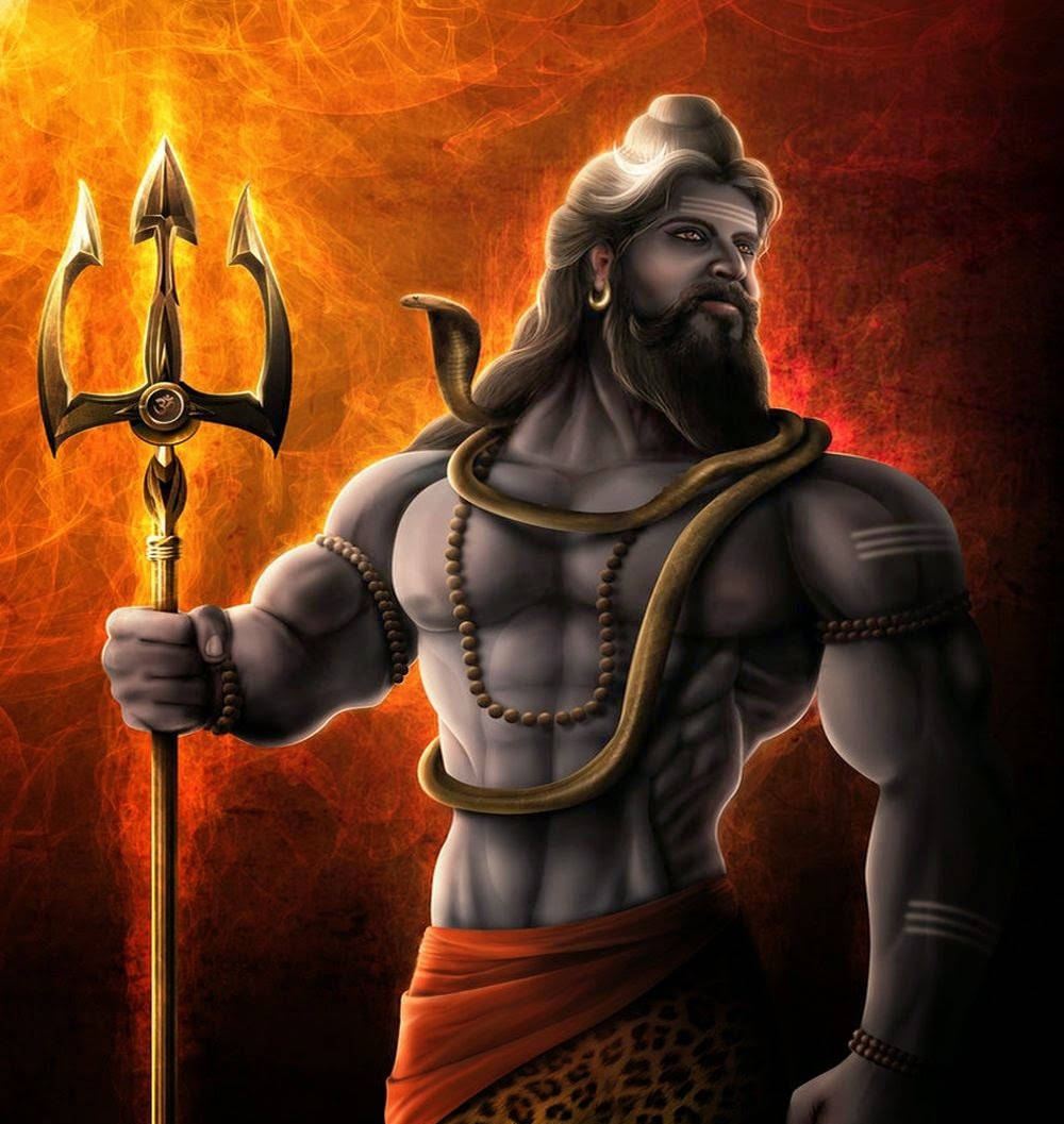 Download Mahadev Rudra Avatar Orange Phone Wallpaper