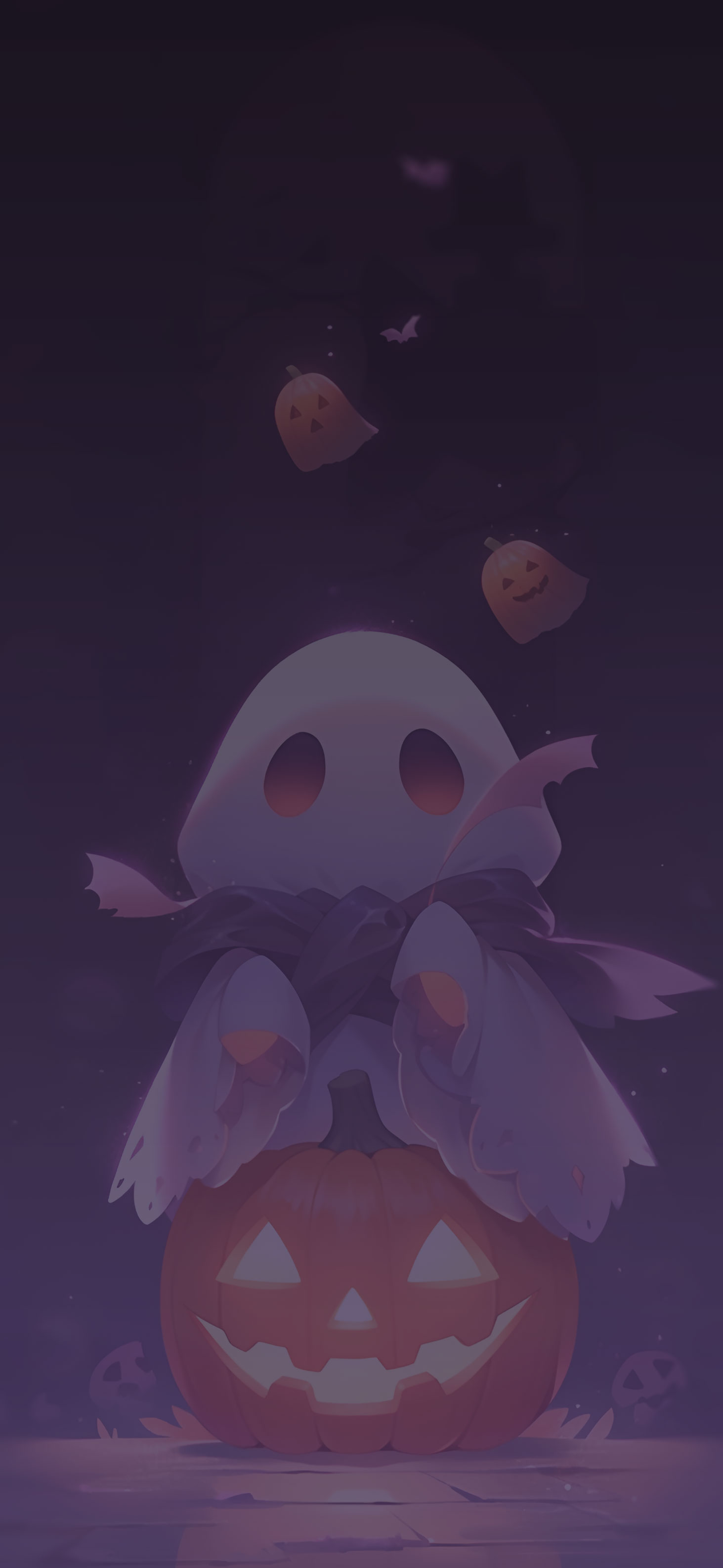 Halloween Cute Ghost & Pumpkin Wallpaper