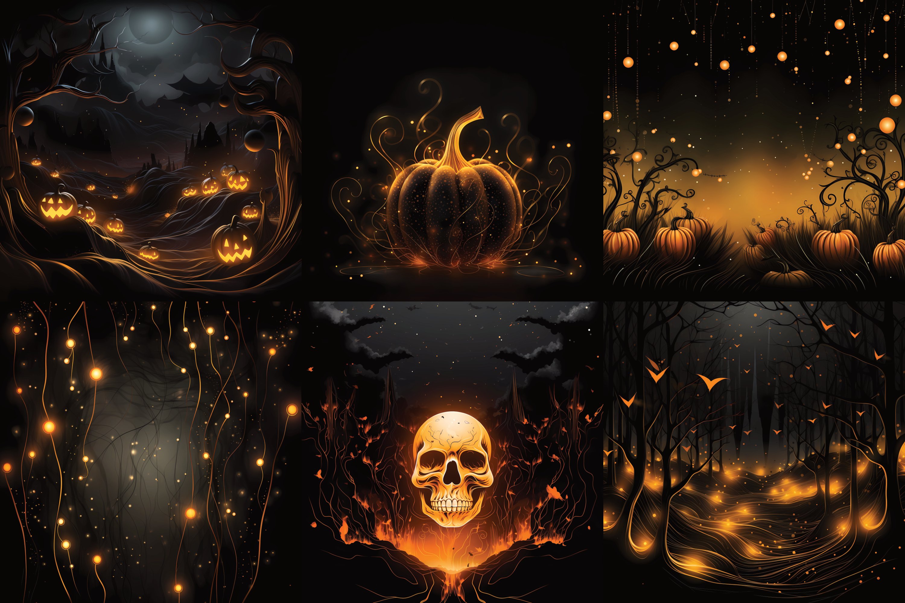Black and gold orange Halloween background printable image
