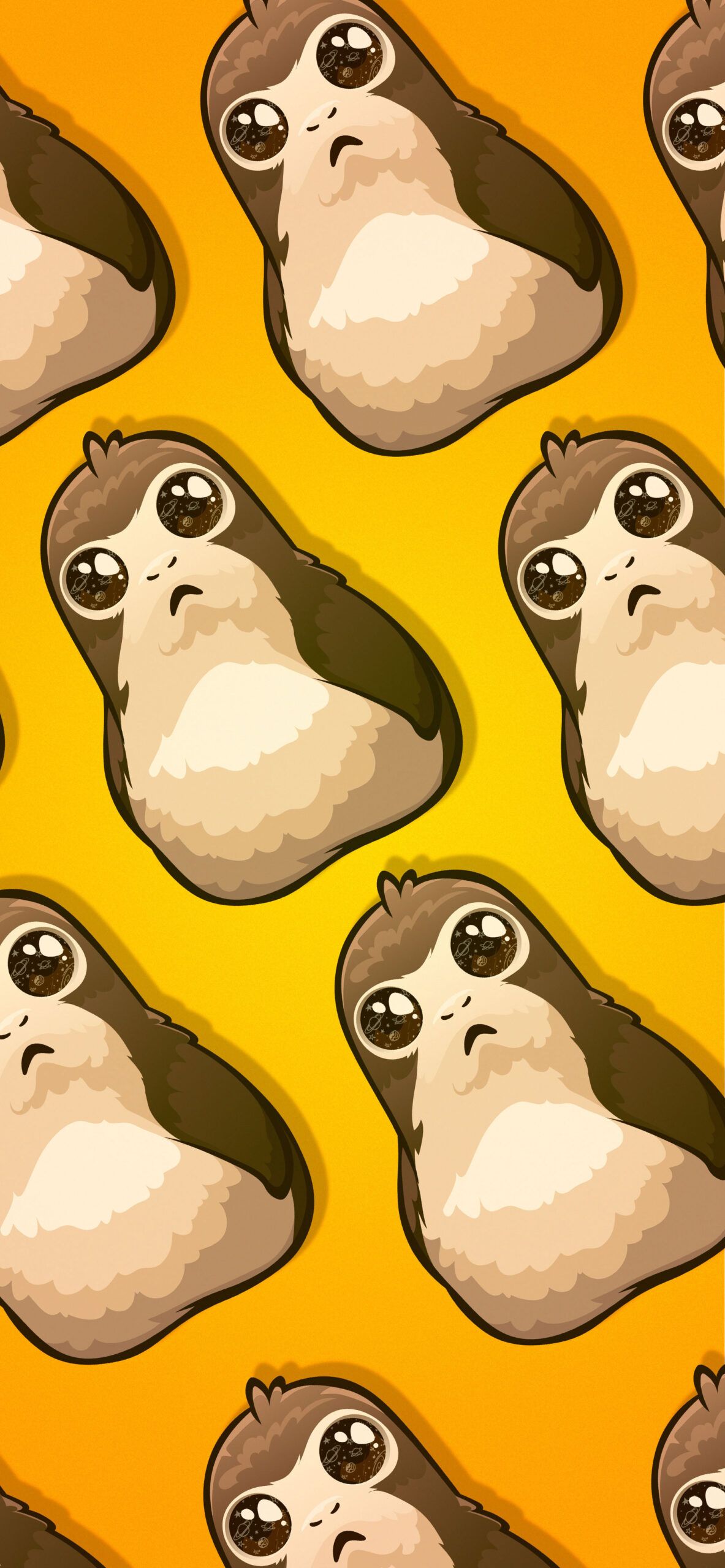 Star Wars Porg Yellow Wallpaper for iPhone. Yellow wallpaper, Wallpaper, Star wars