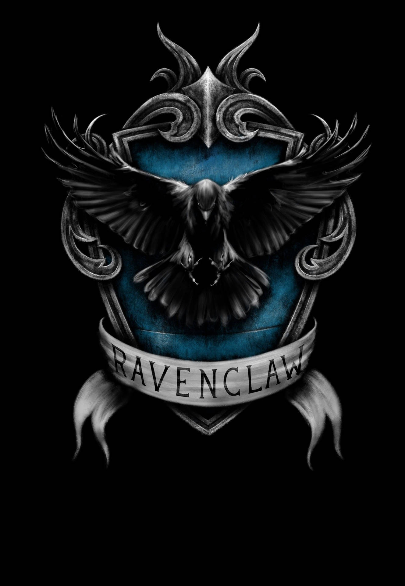 Download Dark Black Ravenclaw Crest Wallpaper