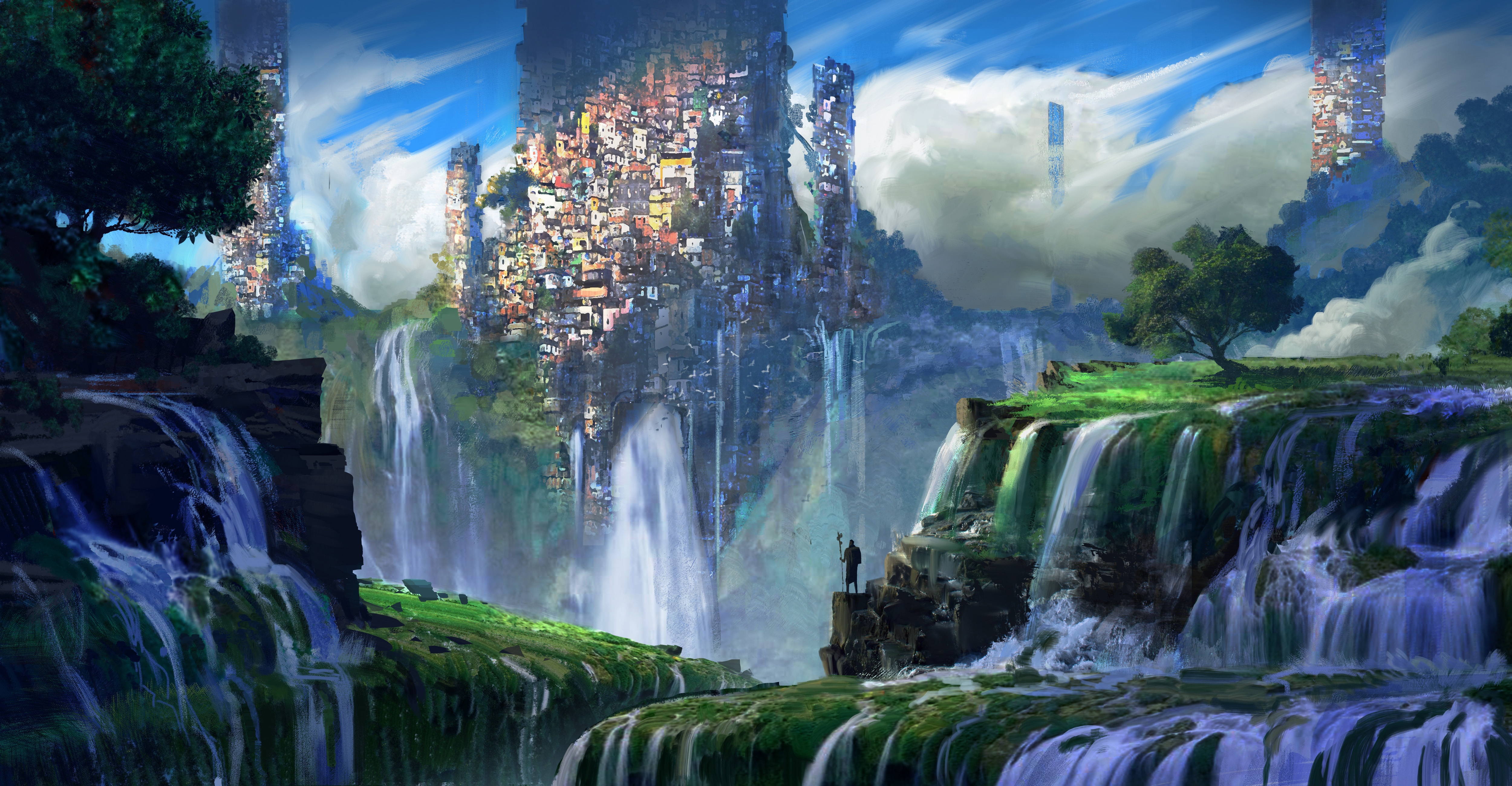 Fantasy city cities art artistic building wallpaperx2600