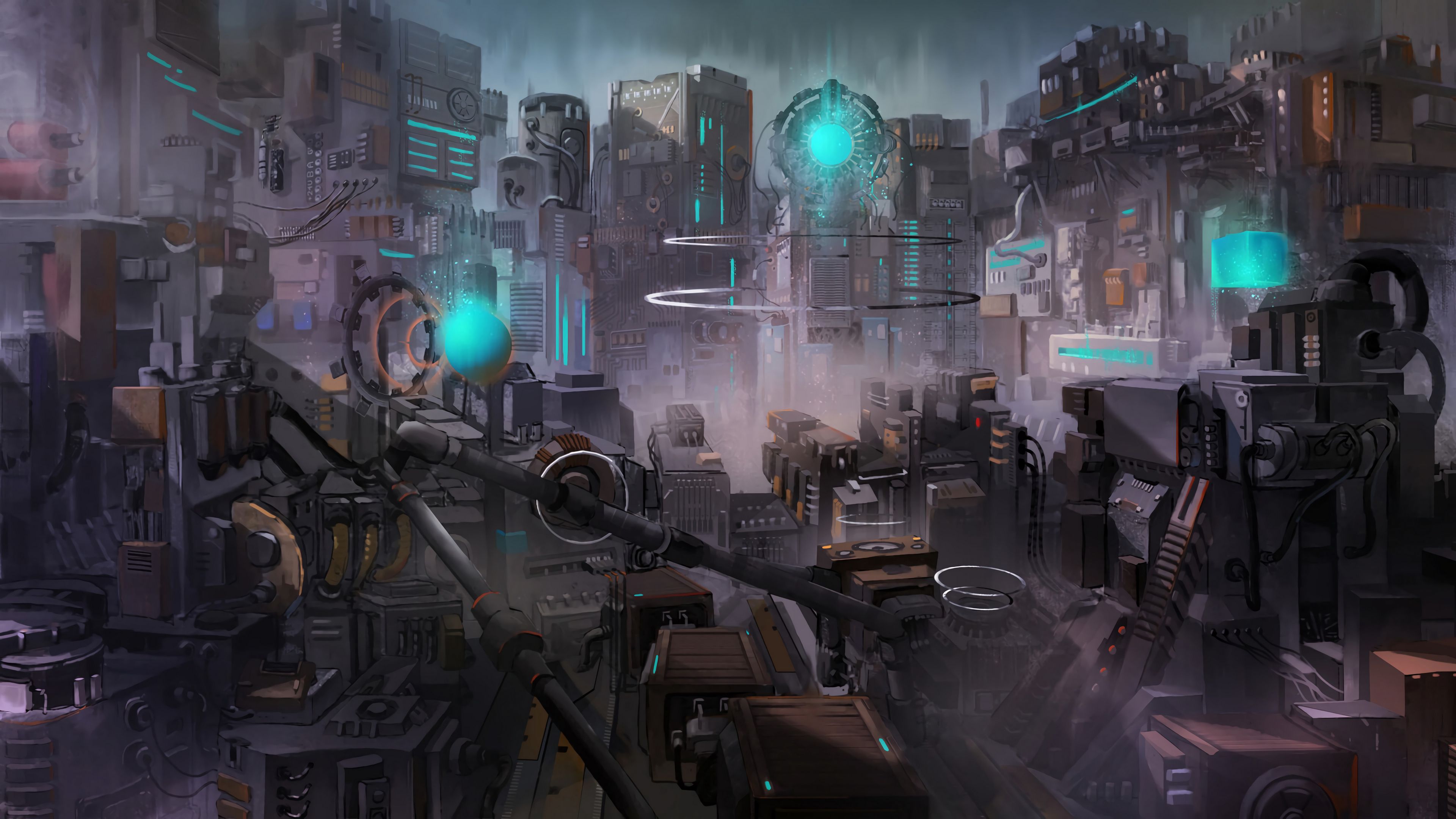 Download Wallpaper 3840x2160 City, Buildings, Sci Fi, Fantasy, Future, Art 4k Uhd 16:9 HD Background