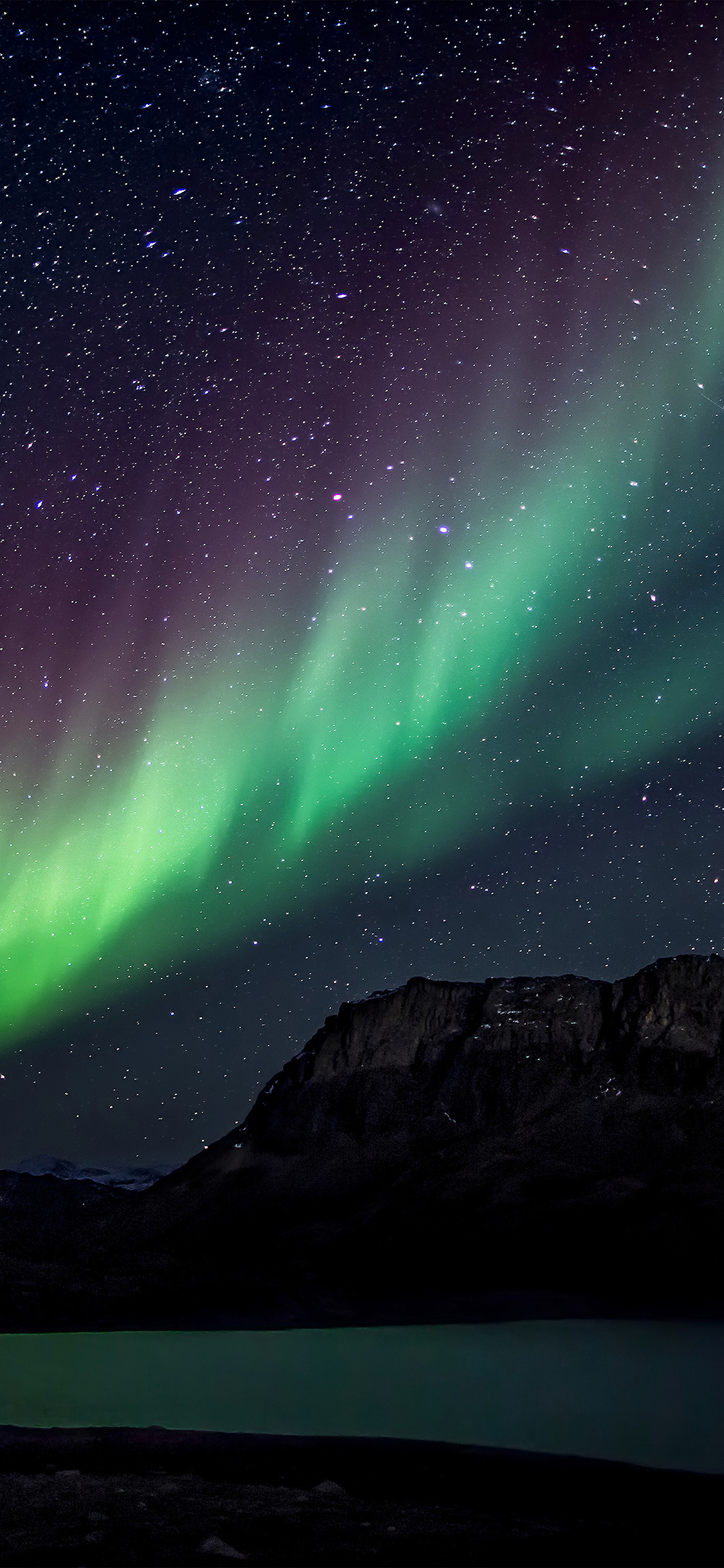 iPhone X wallpaper. aurora night sky mountain space nature