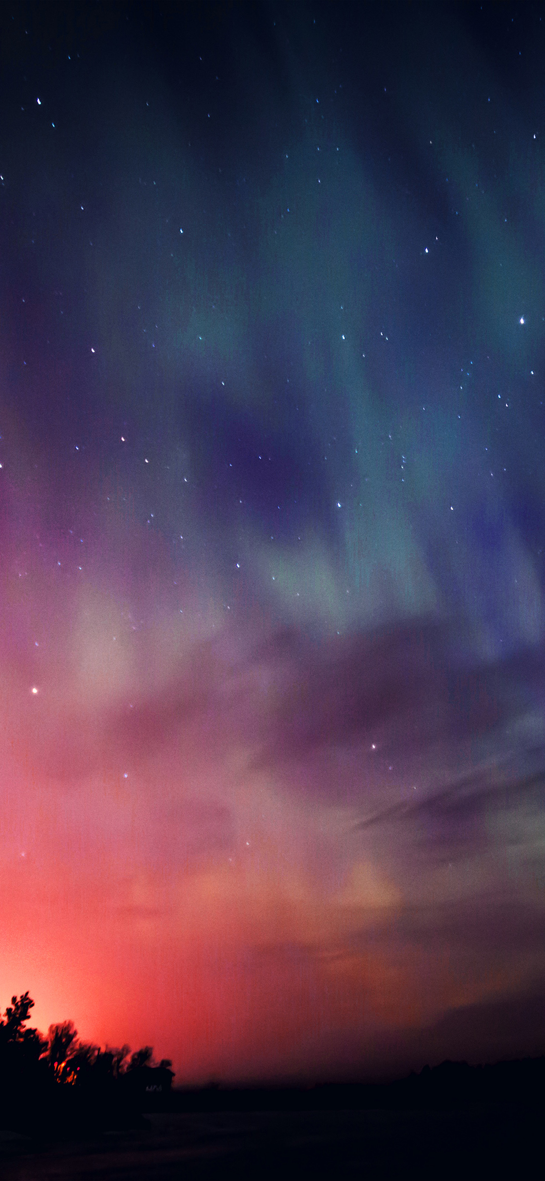 Space Aurora Night Sky Red Color Blue Wallpaper