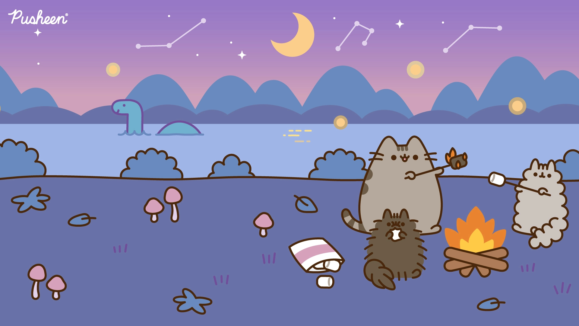 Pusheen The Cat Night Time Camping