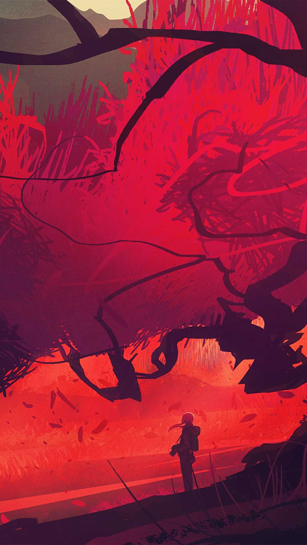 Fall Autume Tree Anime Paint Art Illustration Wallpaper