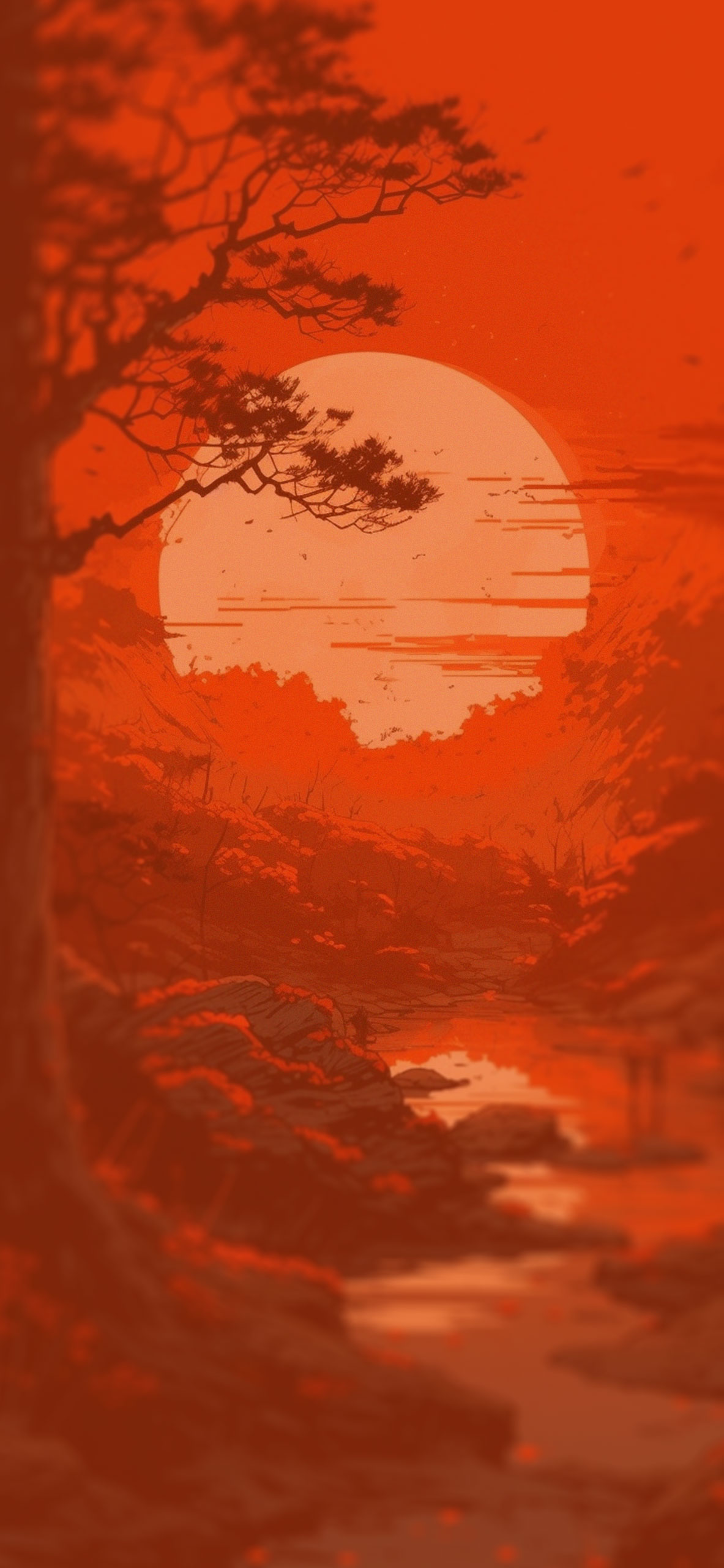 Red Sunset Anime Wallpaper Red Wallpaper for iPhone