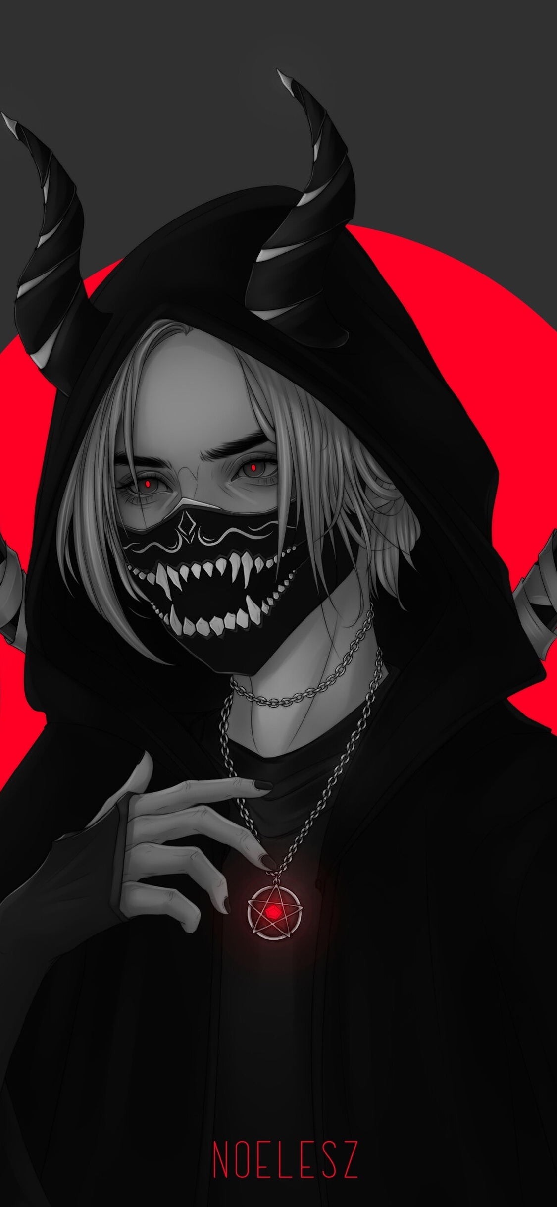 Anime Red Mask Girl iPhone XS, iPhone 10, iPhone X HD 4k Wallpaper, Image, Background, Photo and Picture