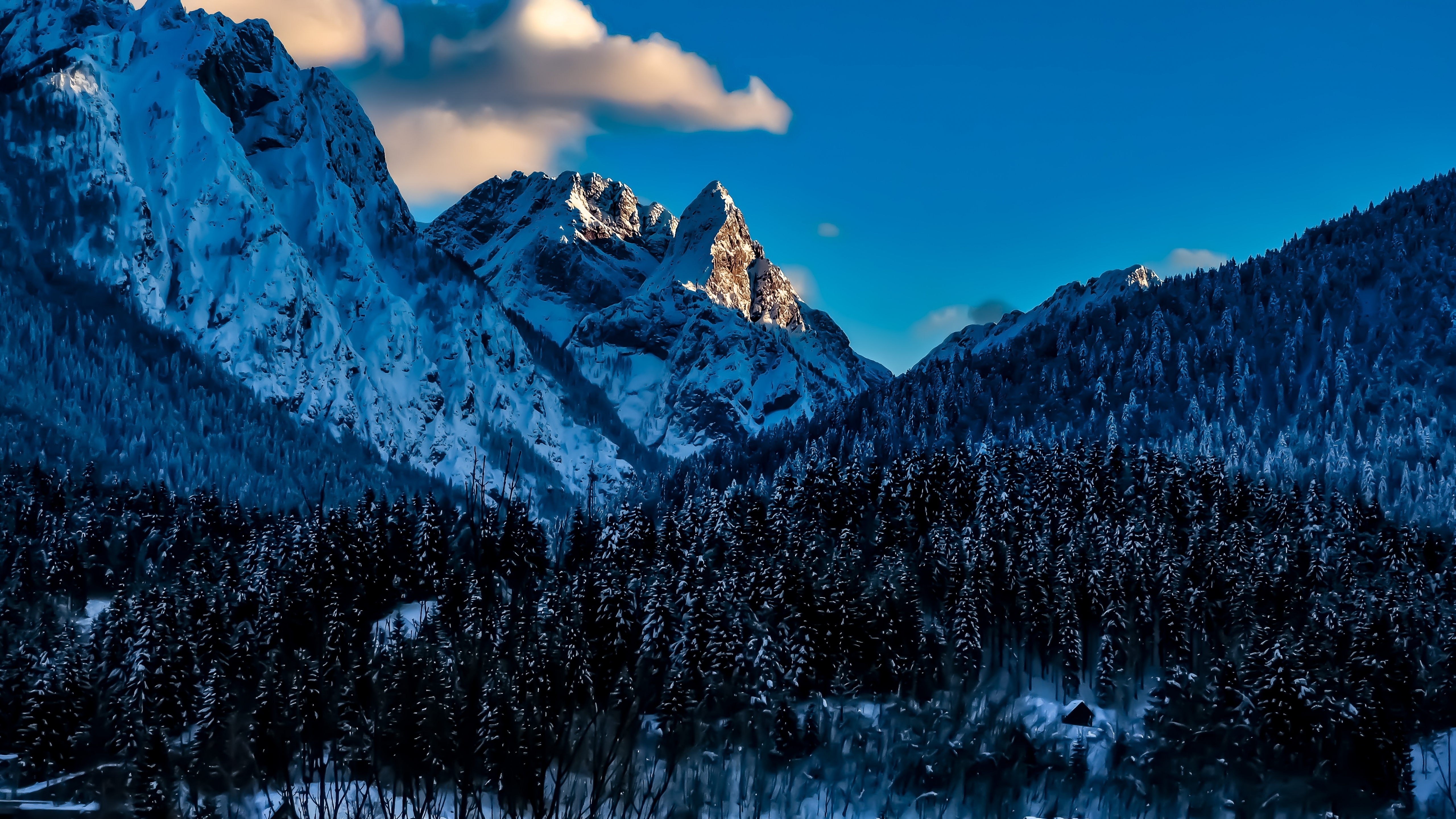 wallpaper 5120x2880 snow mountains