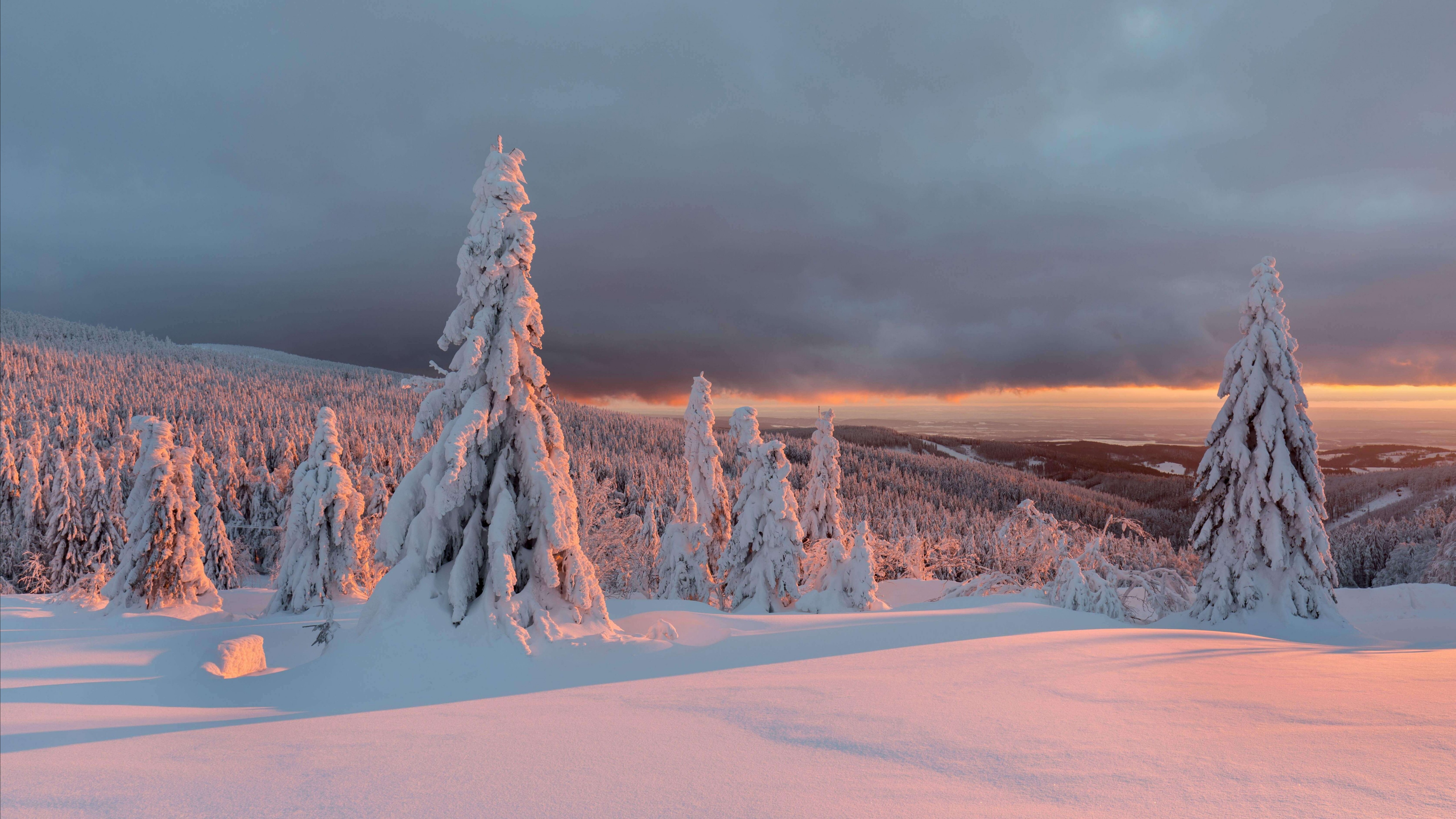 Wallpaper winter, snow, ice, sky, 5K, Nature