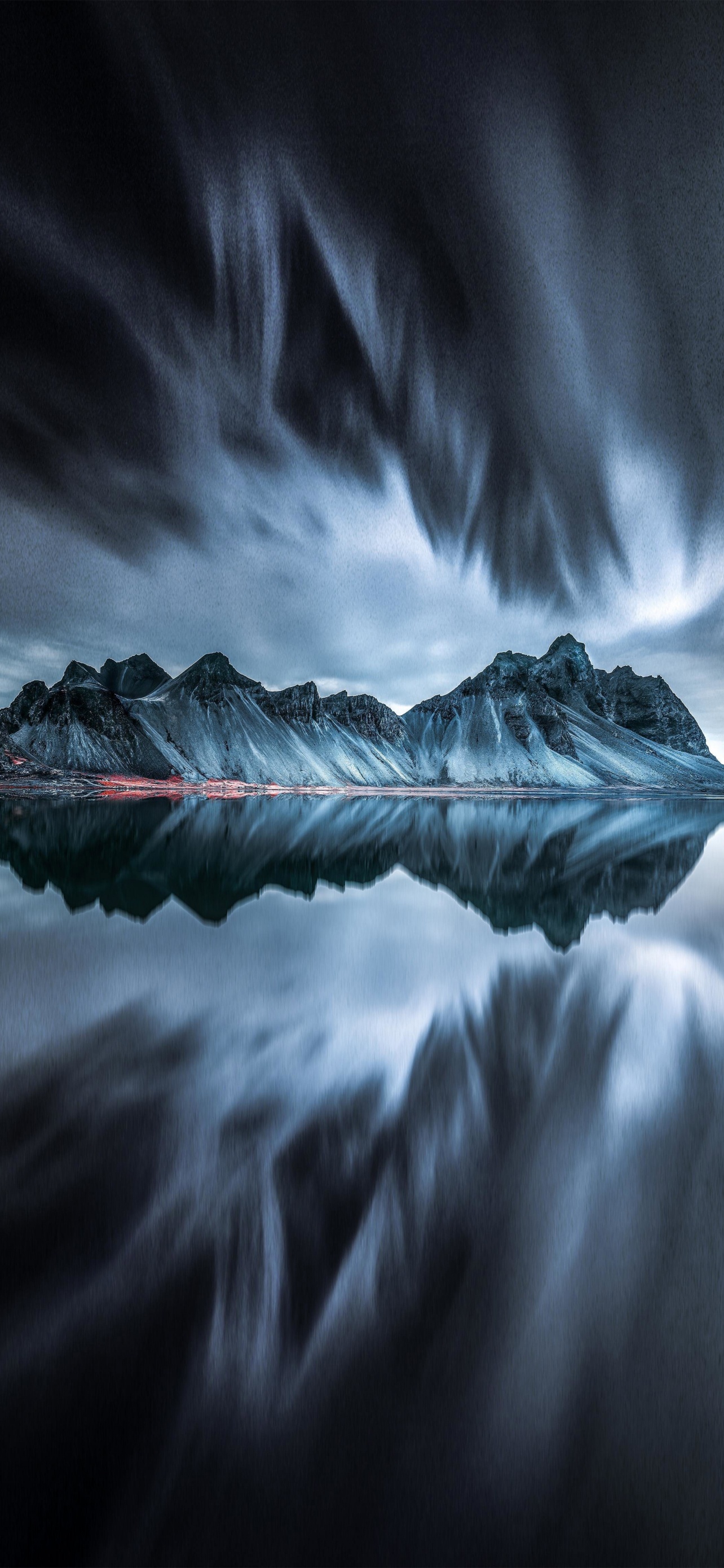 Vestrahorn mountain Wallpaper 4K, Evening, Cold, Reflection