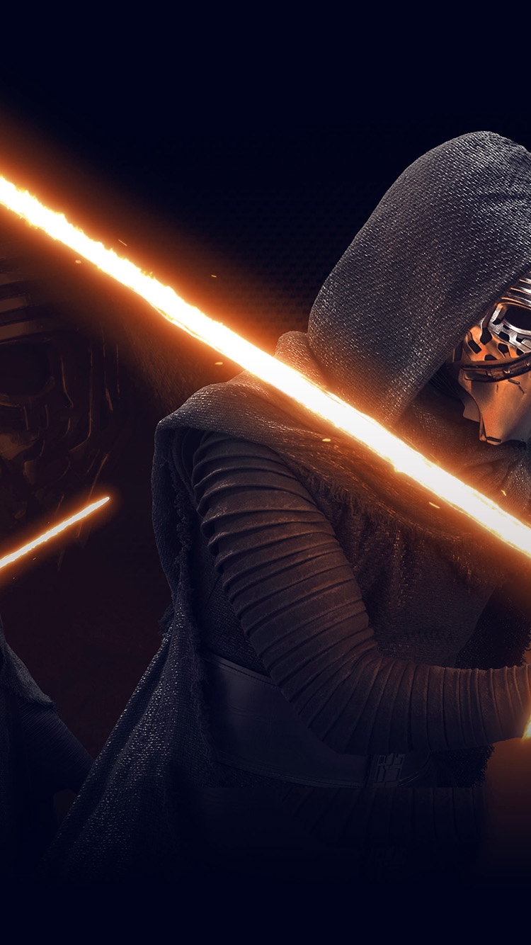 Starwars Kylo Ren Dark Orange Lightsaber Art Illustration Wallpaper