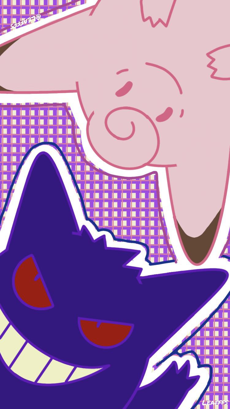 Gengar Clefable Phone Wallpaper