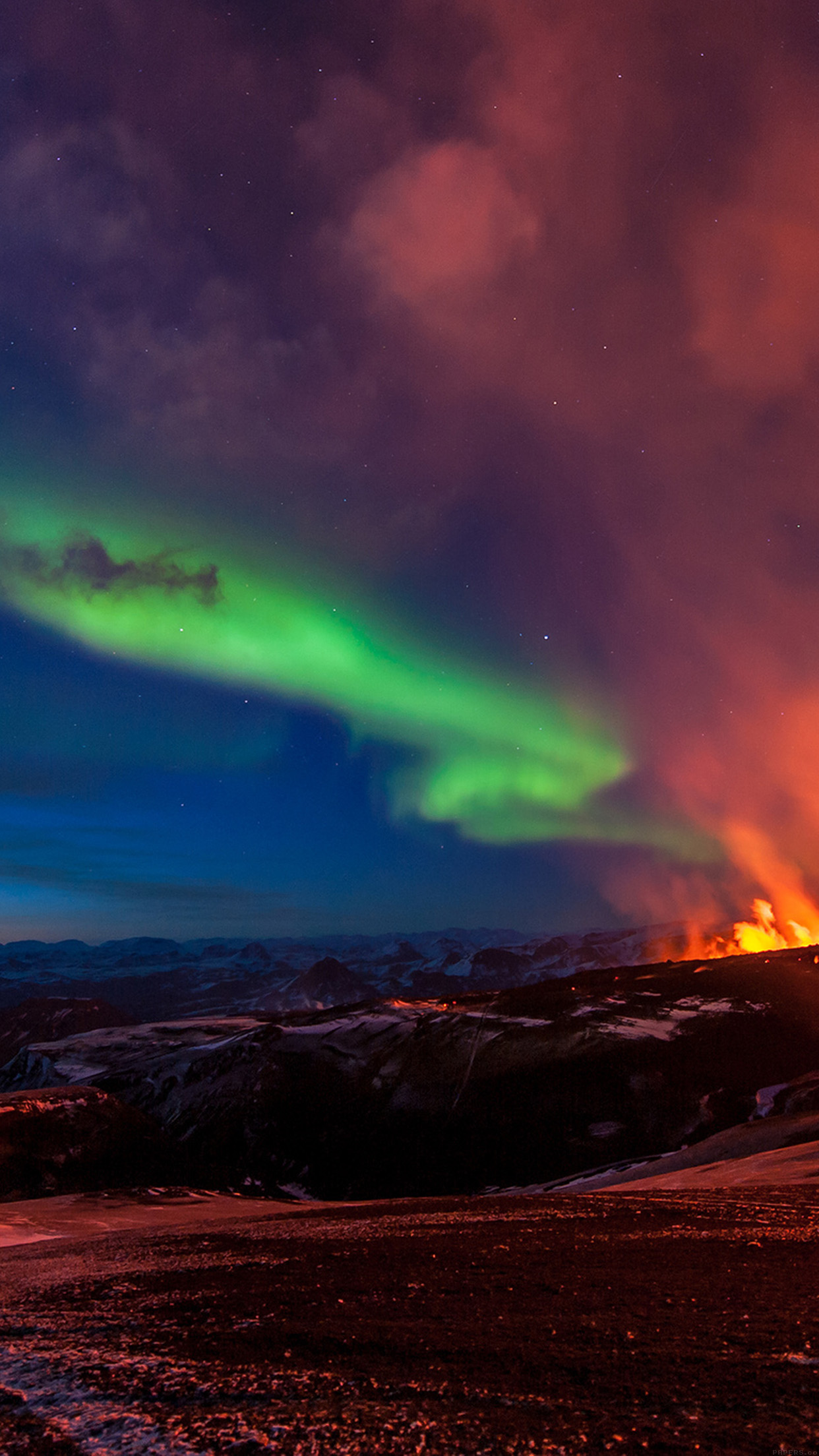 Iceland Mountain Fire Nature